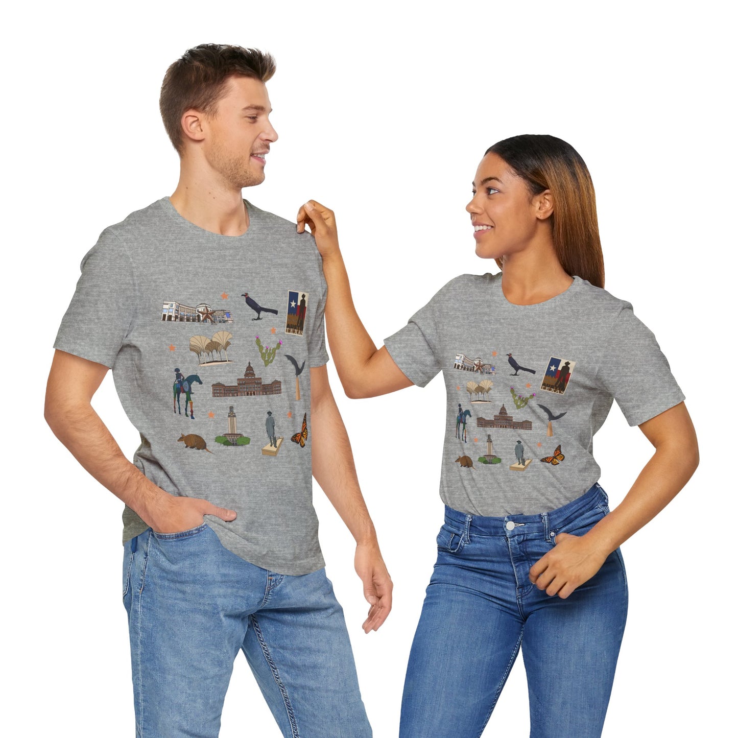 Unisex Jersey Short Sleeve Tee with Austin, Texas TX landmarks print