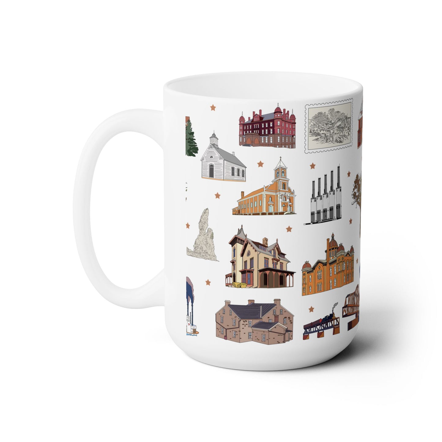 Ceramic Mug 15oz with South St. Paul, Mendota, Hastings, Hampton, Inver Grove Heights near the Minneapolis Minnesota MN in white