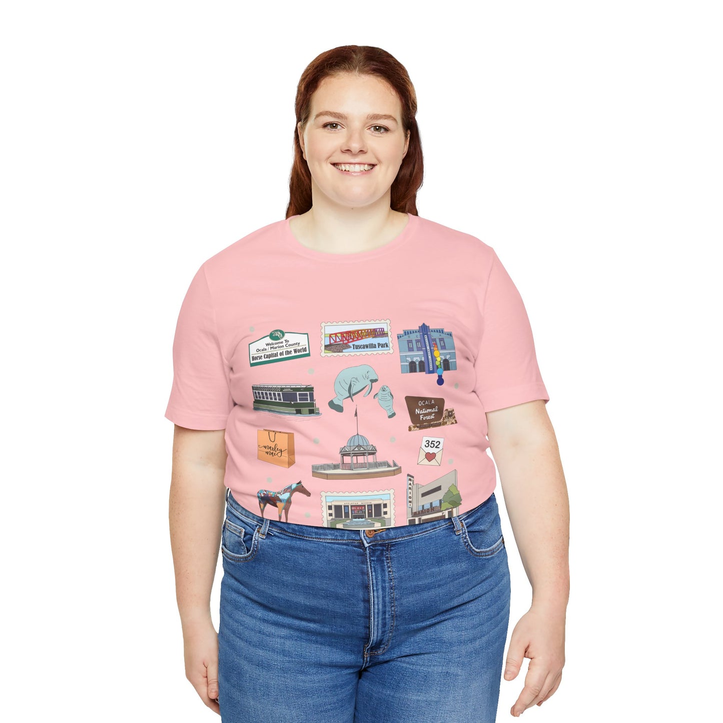 Unisex Jersey Short Sleeve Tee with Ocala, Florida FL landmarks print