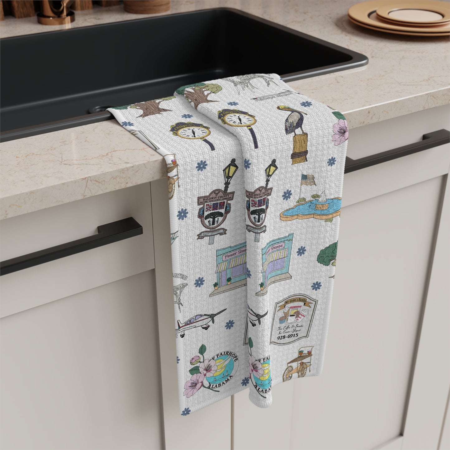 Kitchen Towel with Fairhope, Alabama AL in white