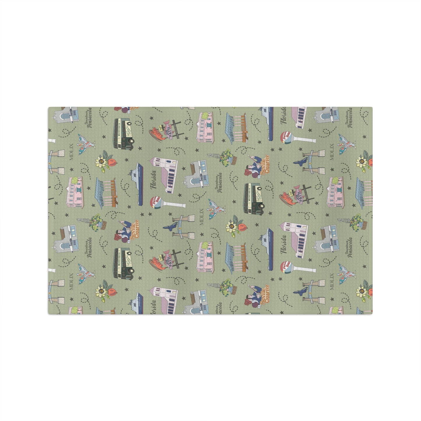 Kitchen Towel with Pensacola, FL in olive