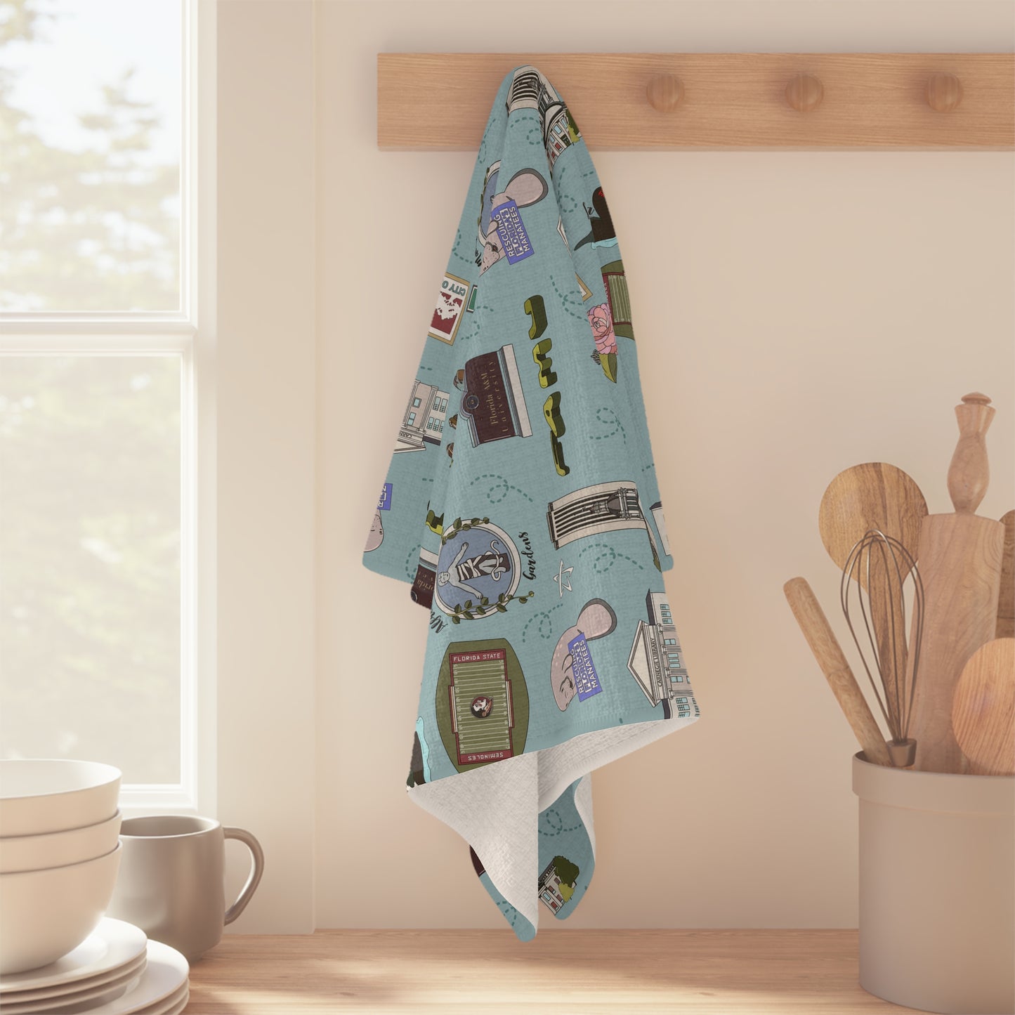 Kitchen Towel with Tallahassee Florida FL in teal