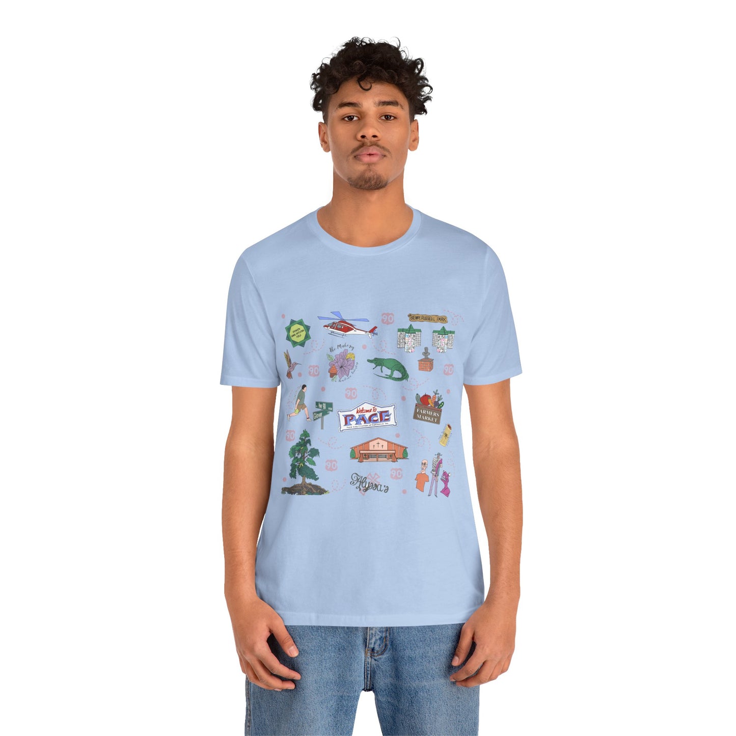 Unisex Jersey Short Sleeve Tee with Pace, Florida FL landmarks print