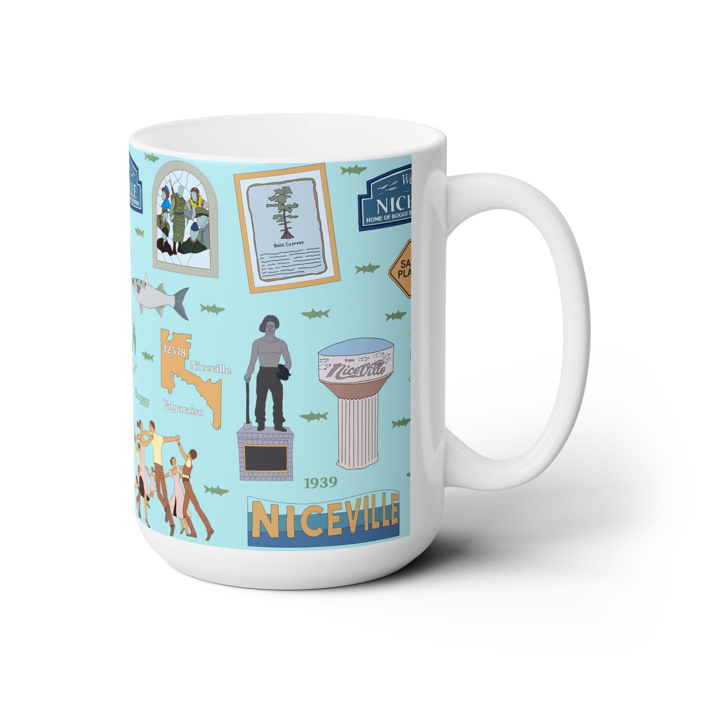 Ceramic Mug 15oz with Niceville, Florida FL in baby blue