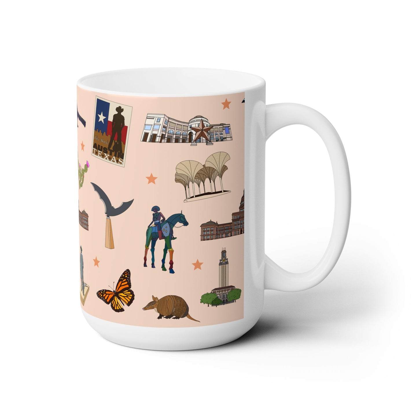 Ceramic Mug 15oz with Austin, Texas TX in sand