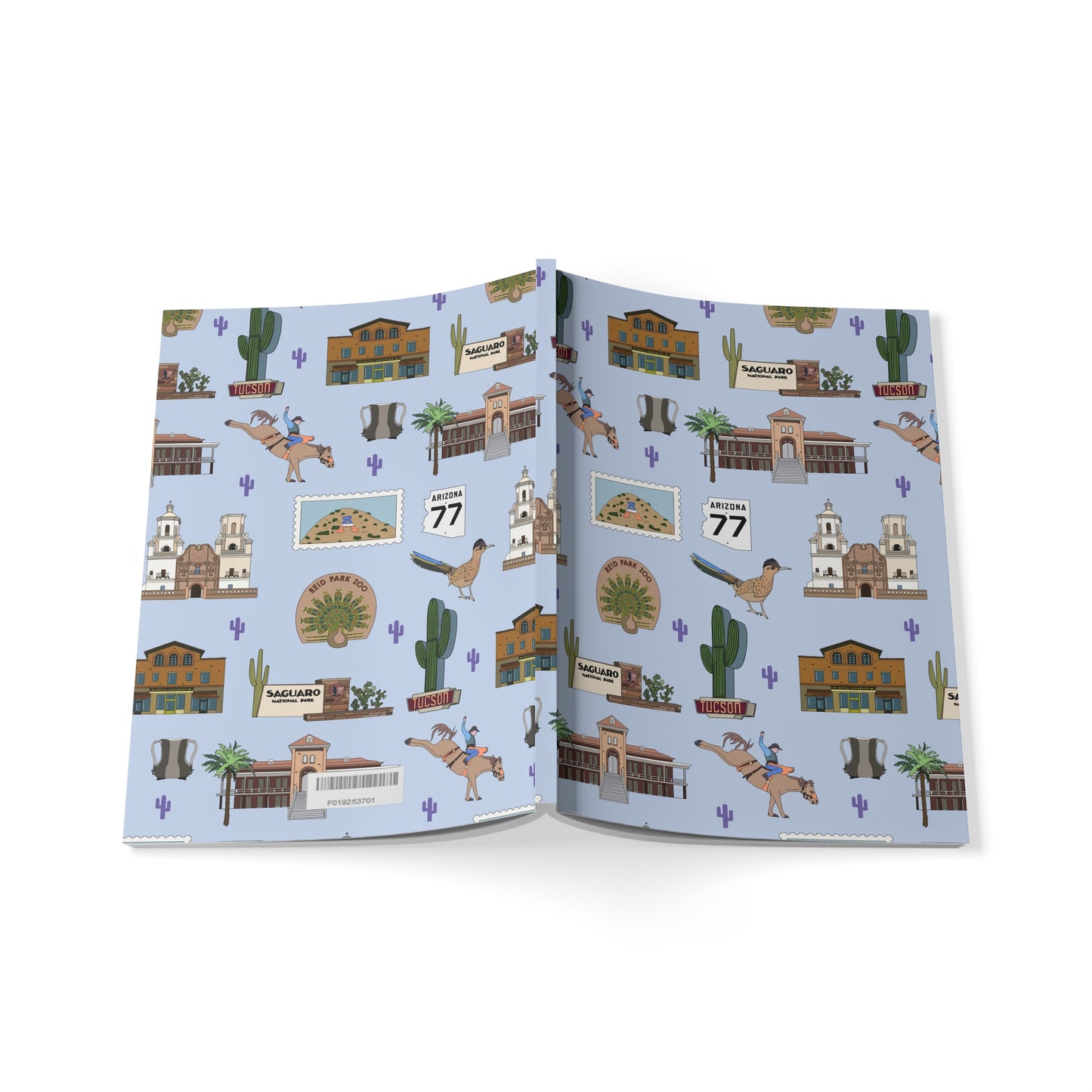 Paperback notebook with Tucson, Arizona AZ landmarks in blue 150 lined pages