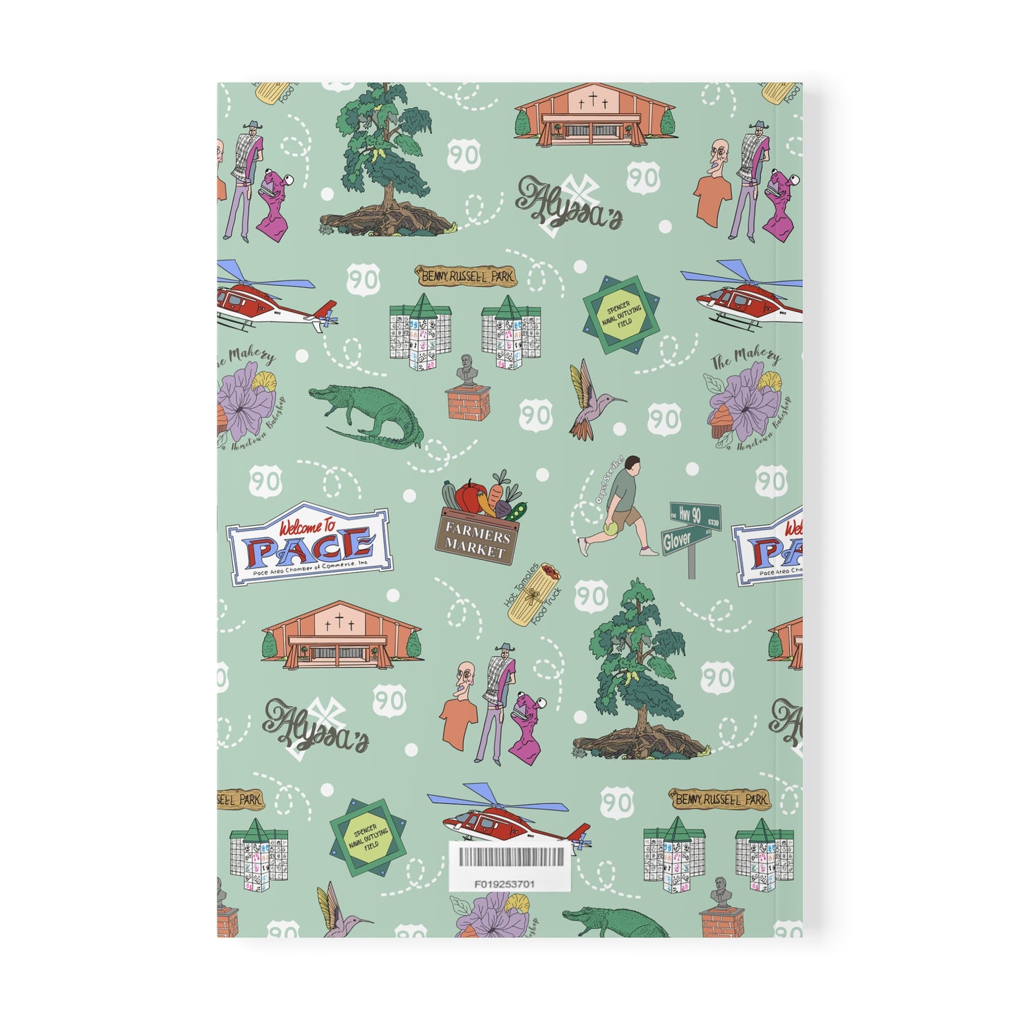 Paperback notebook with Pace, Florida FL landmarks in mint 150 lined pages