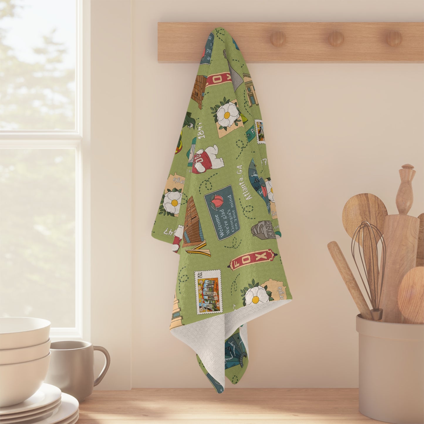 Kitchen Towel with Atlanta, Georgia GA in green