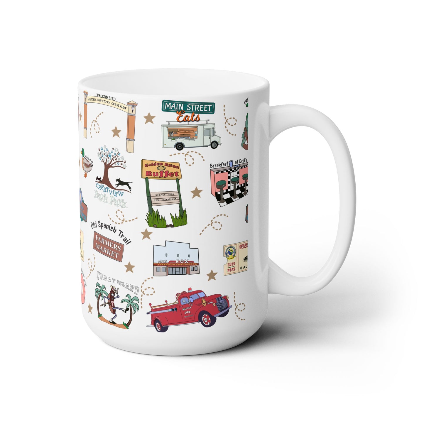 Ceramic Mug 15oz with Crestview, FL in white