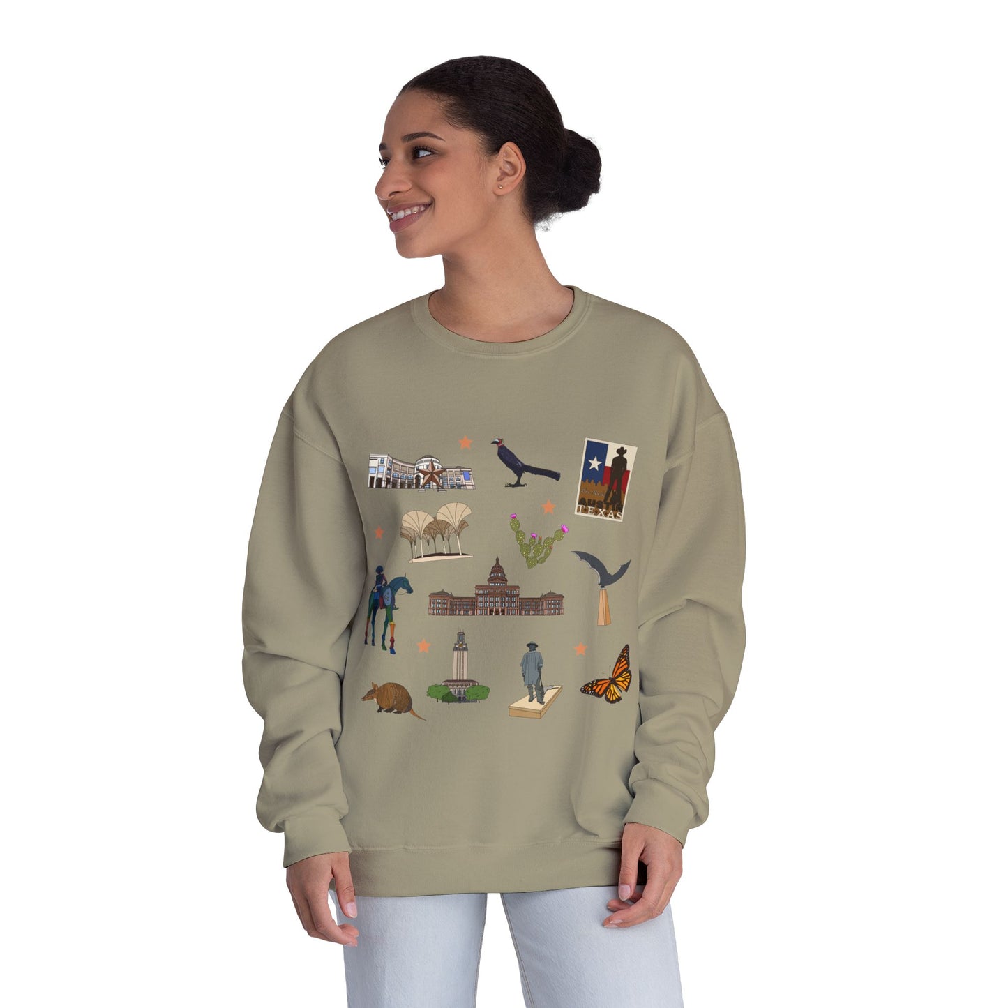 Unisex NuBlend® Crewneck Sweatshirt with Austin, Texas TX in assorted colors