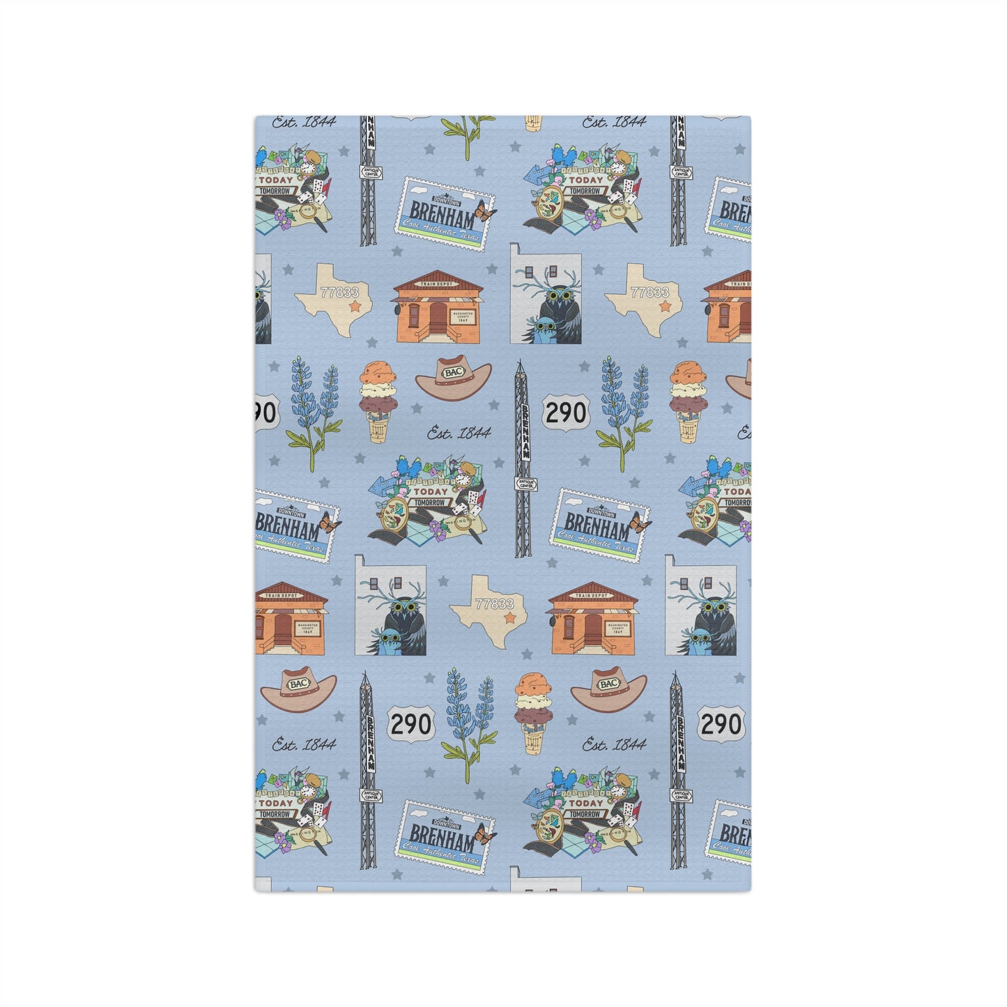 Kitchen Towel with Brenham, TX in blue