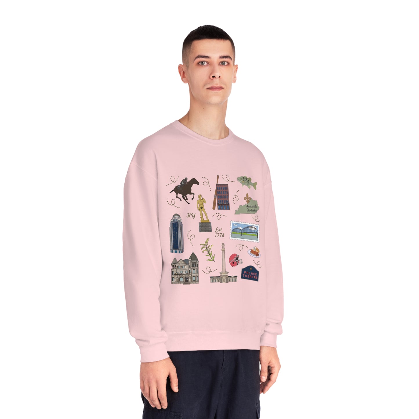 Unisex NuBlend® Crewneck Sweatshirt with Louisville, Kentucky KY in assorted colors