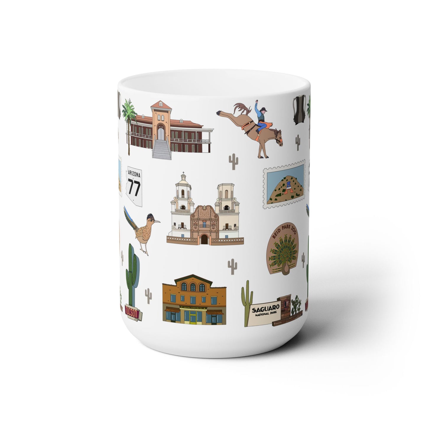 Ceramic Mug 15oz with Tucson, Arizona AZ in white