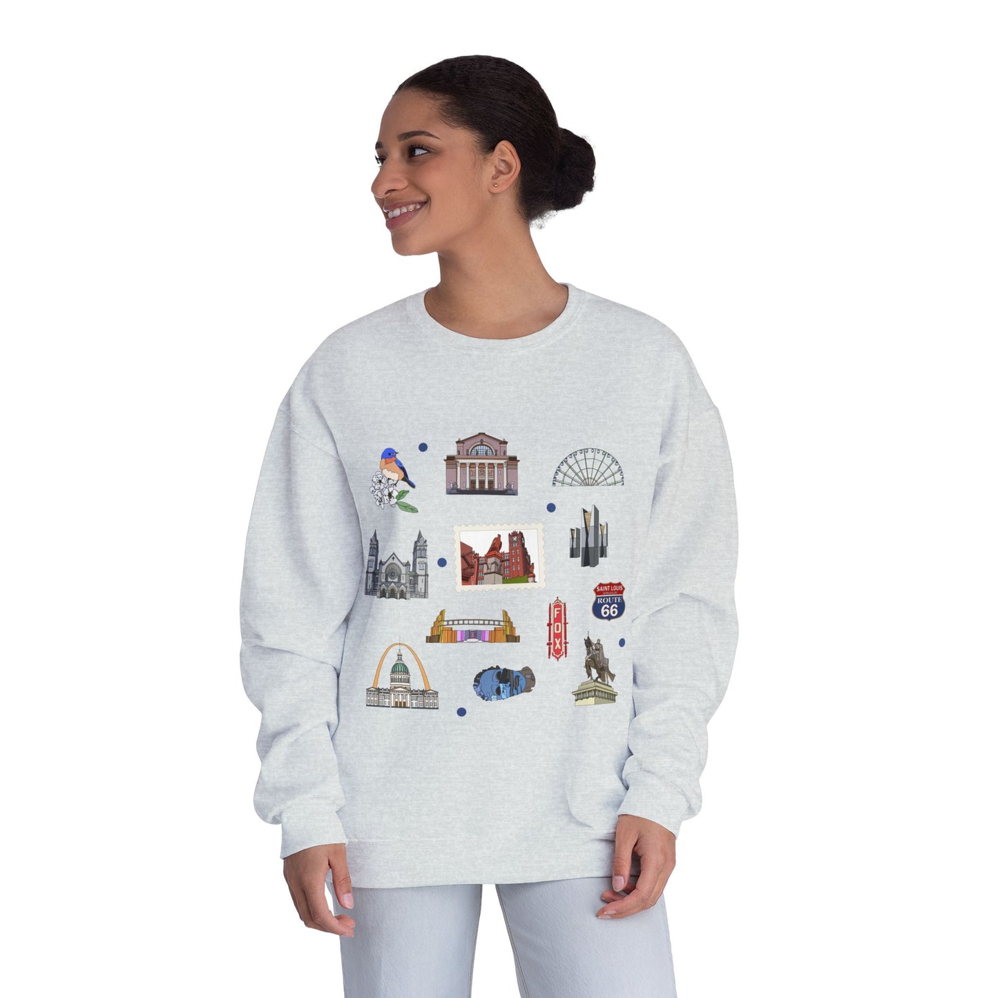 Unisex NuBlend® Crewneck Sweatshirt with St. Louis, Missouri MO in assorted colors