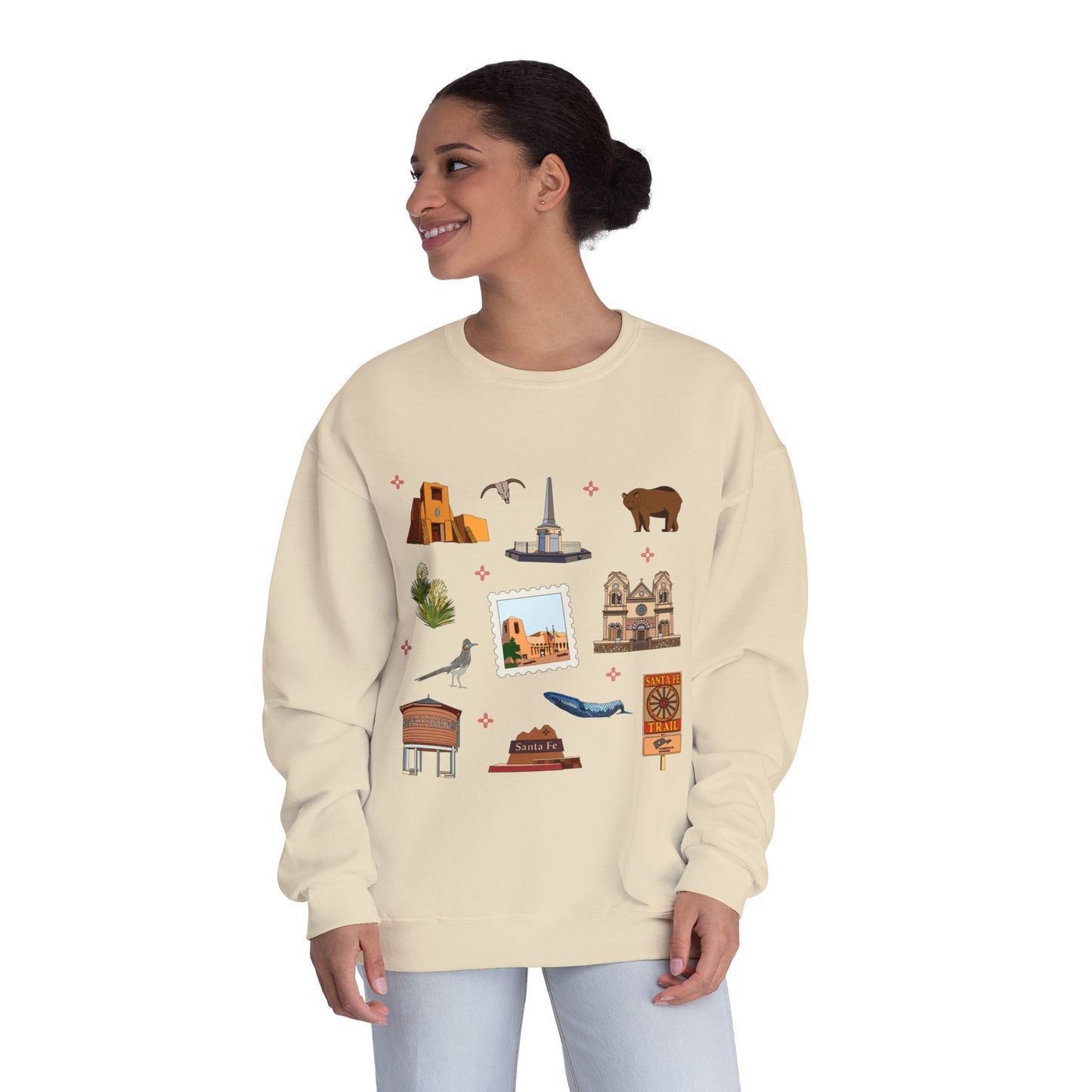 Unisex NuBlend® Crewneck Sweatshirt with Santa Fe, New Mexico NM in assorted colors