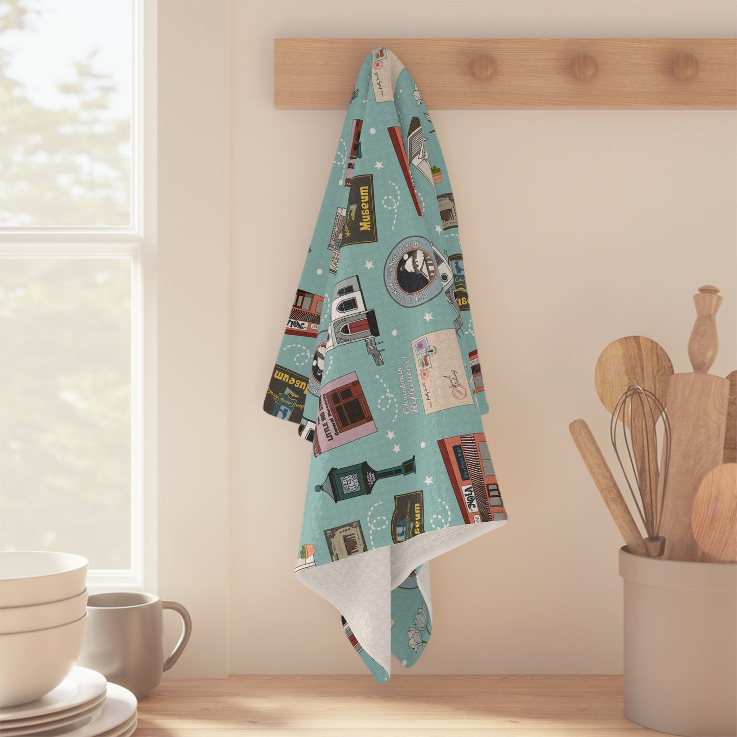 Kitchen Towel with DeFuniak Springs, Florida FL in turquoise