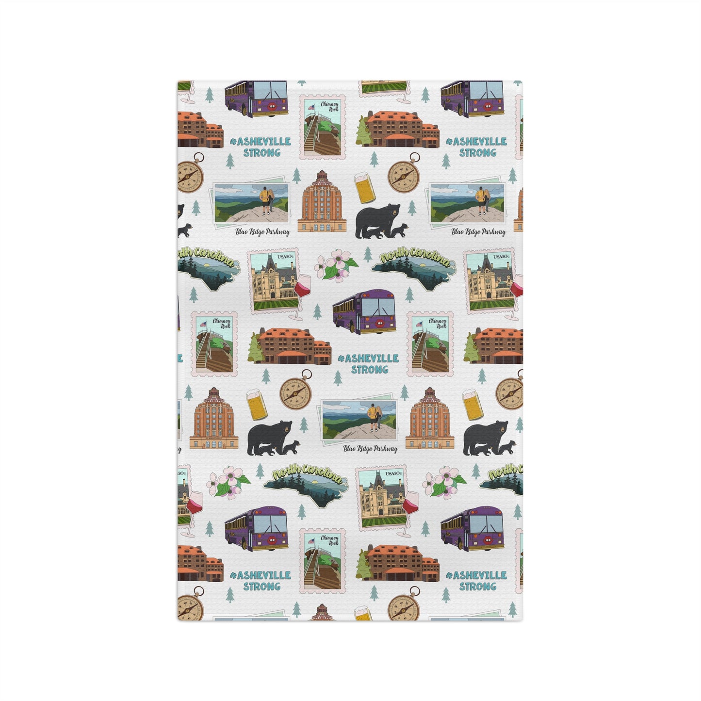 Kitchen Towel with Asheville, North Carolina NC in white
