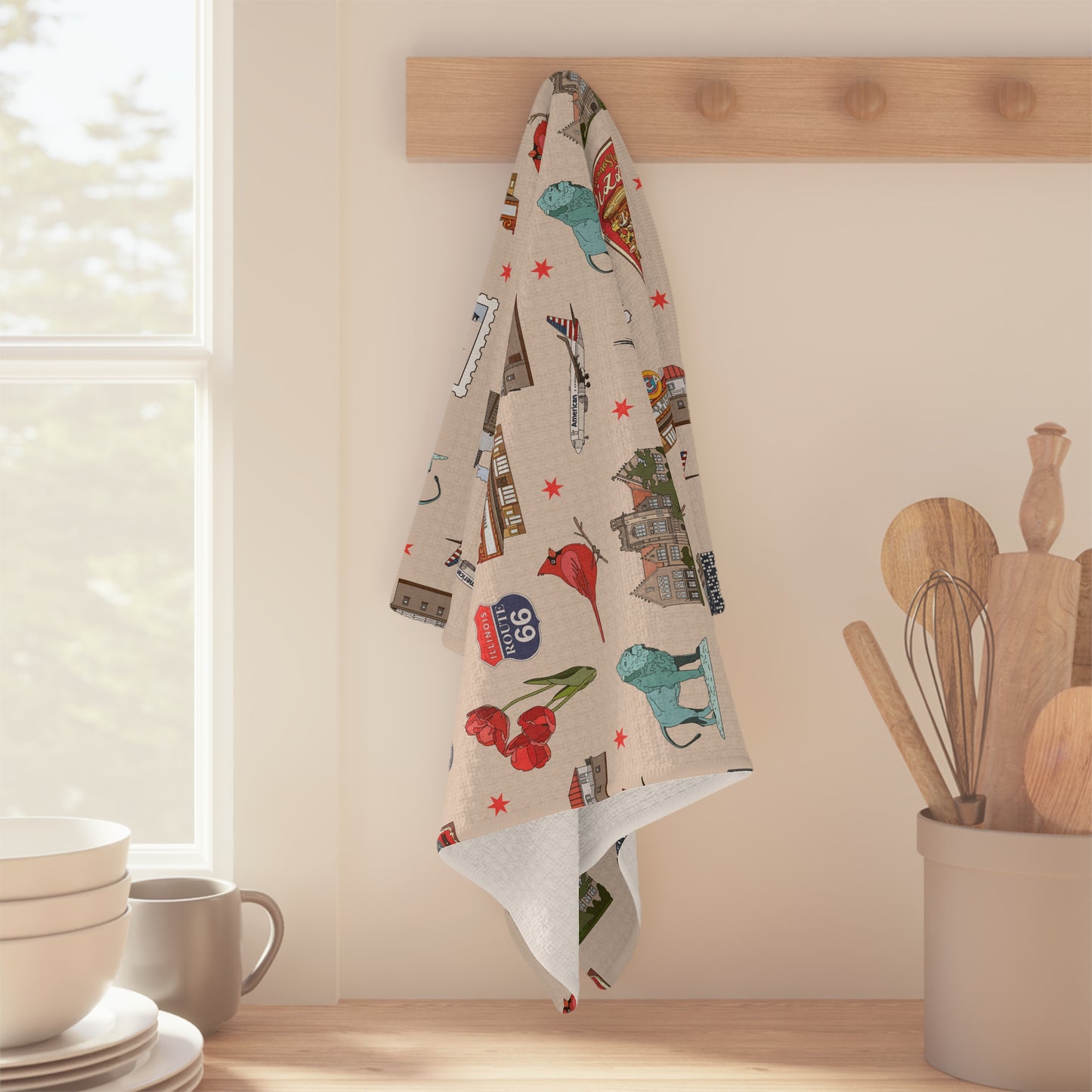 Kitchen Towel with Chicago, Illinois IL in sand