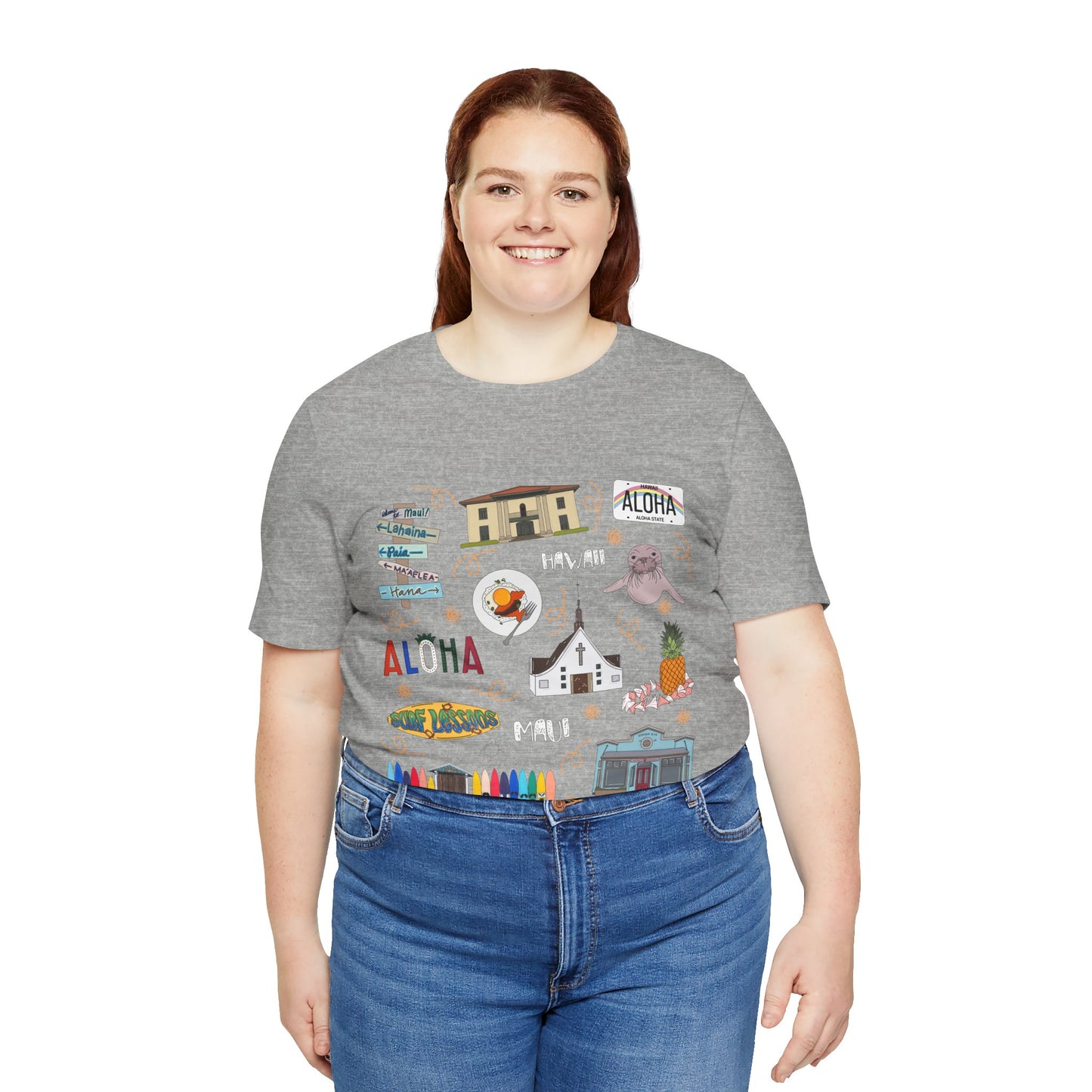 Unisex Jersey Short Sleeve Tee with Maui, Hawaii HI landmarks print