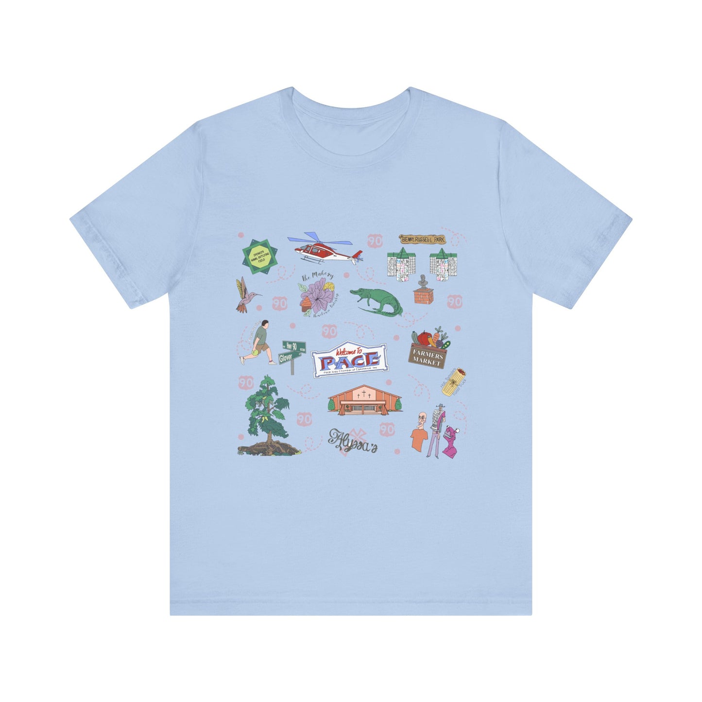 Unisex Jersey Short Sleeve Tee with Pace, Florida FL landmarks print