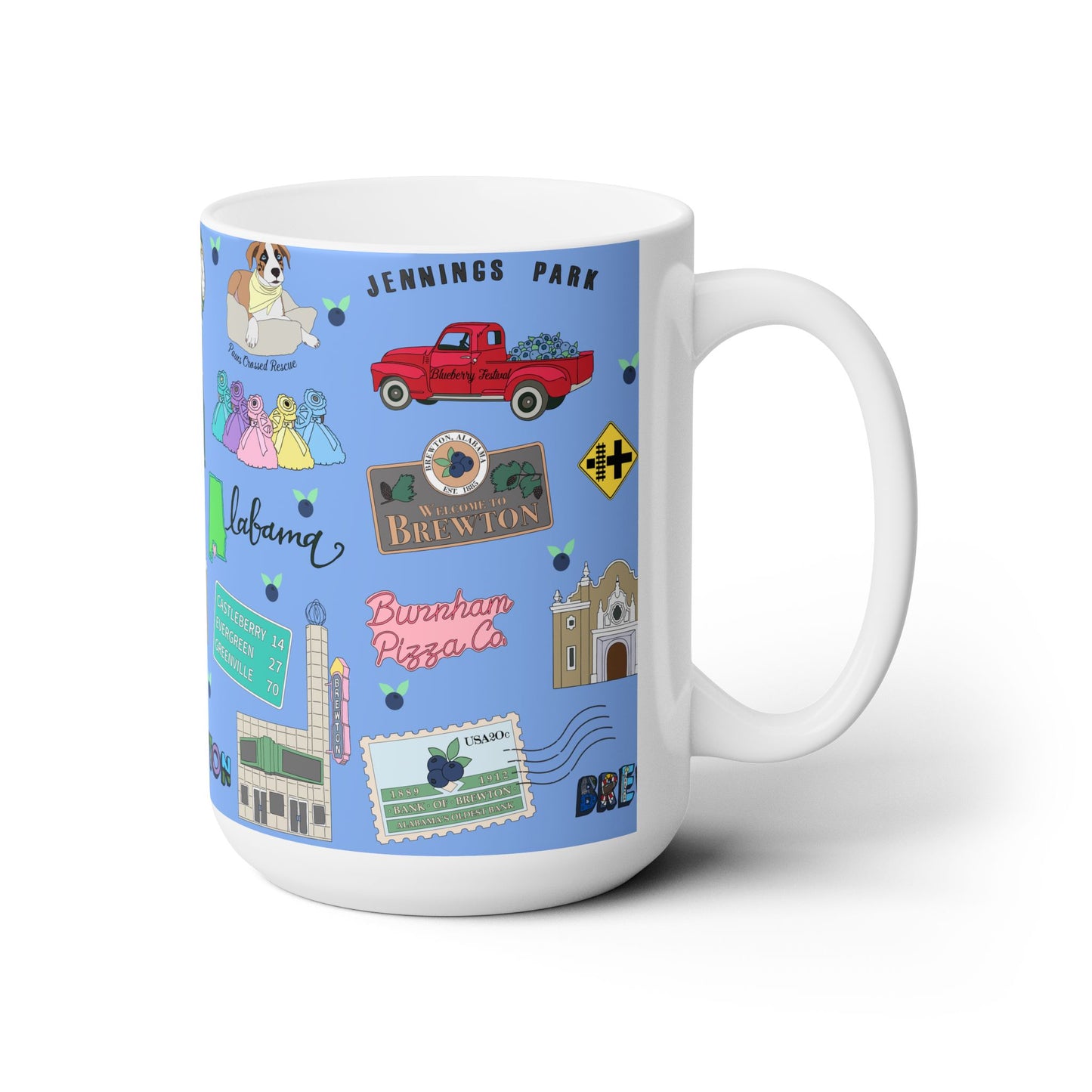 Ceramic Mug 15oz with Brewton, AL in blueberry
