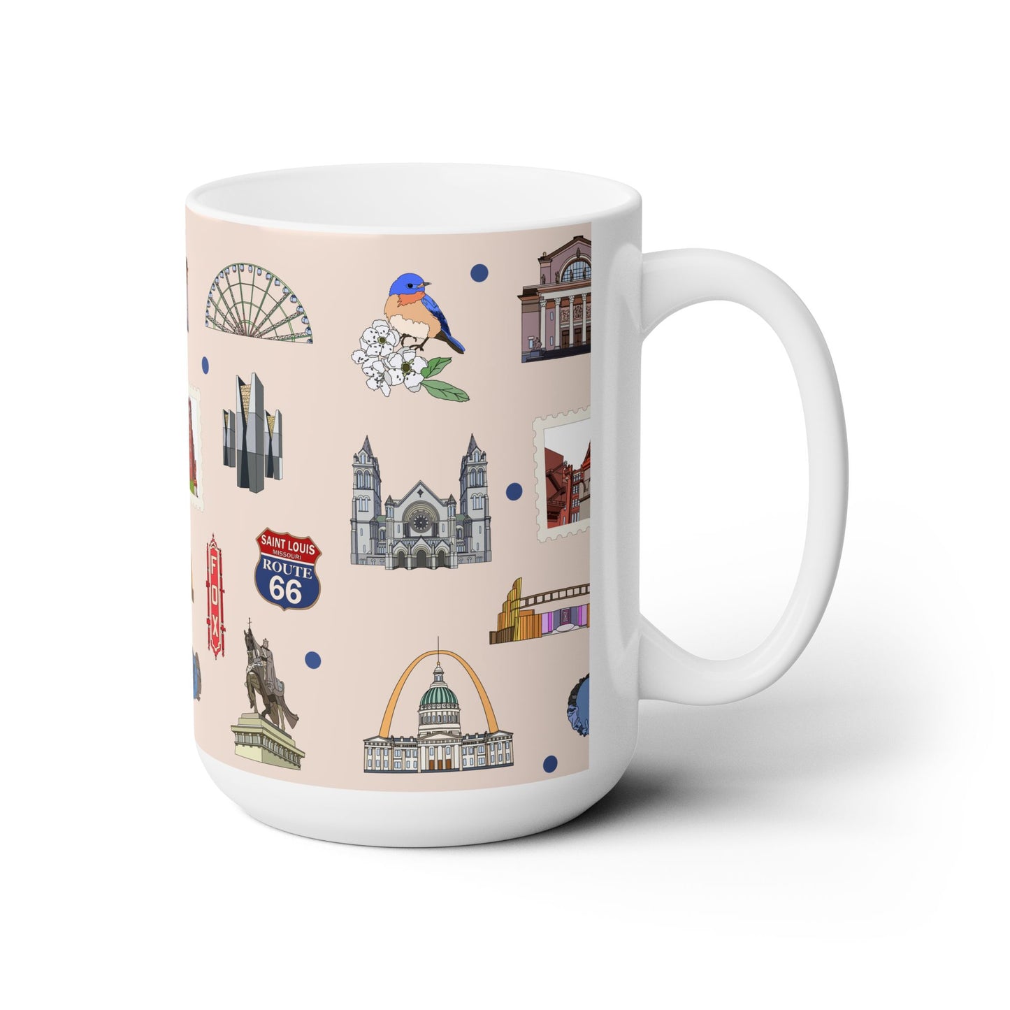 Ceramic Mug 15oz with St. Louis, Missouri MO in beige