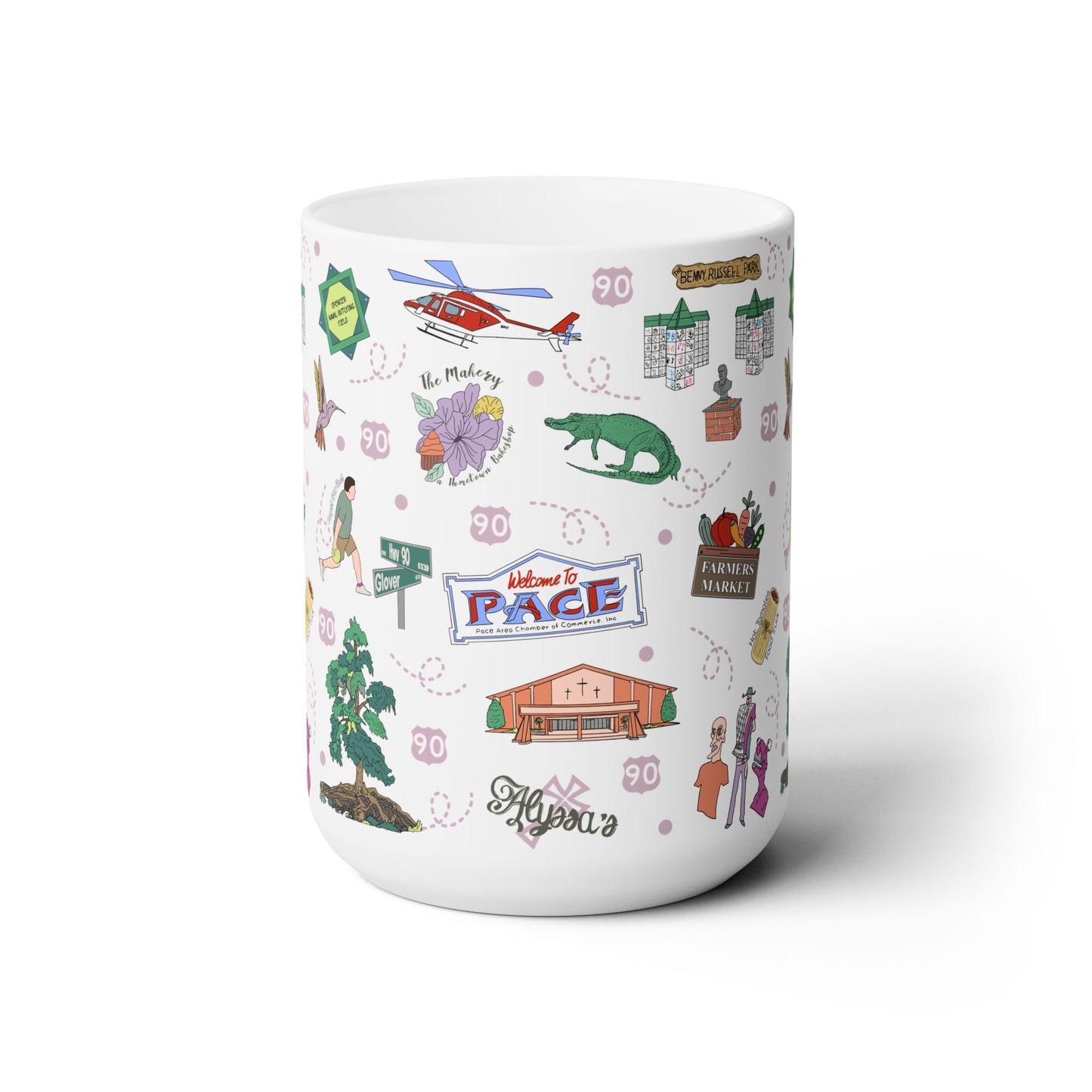 Ceramic Mug 15oz with Pace, Florida FL in white