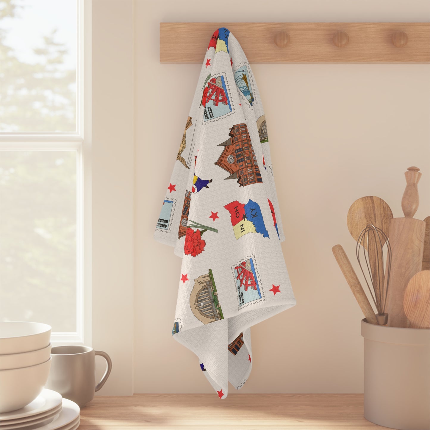 Kitchen Towel with Cincinnati, Ohio OH in white