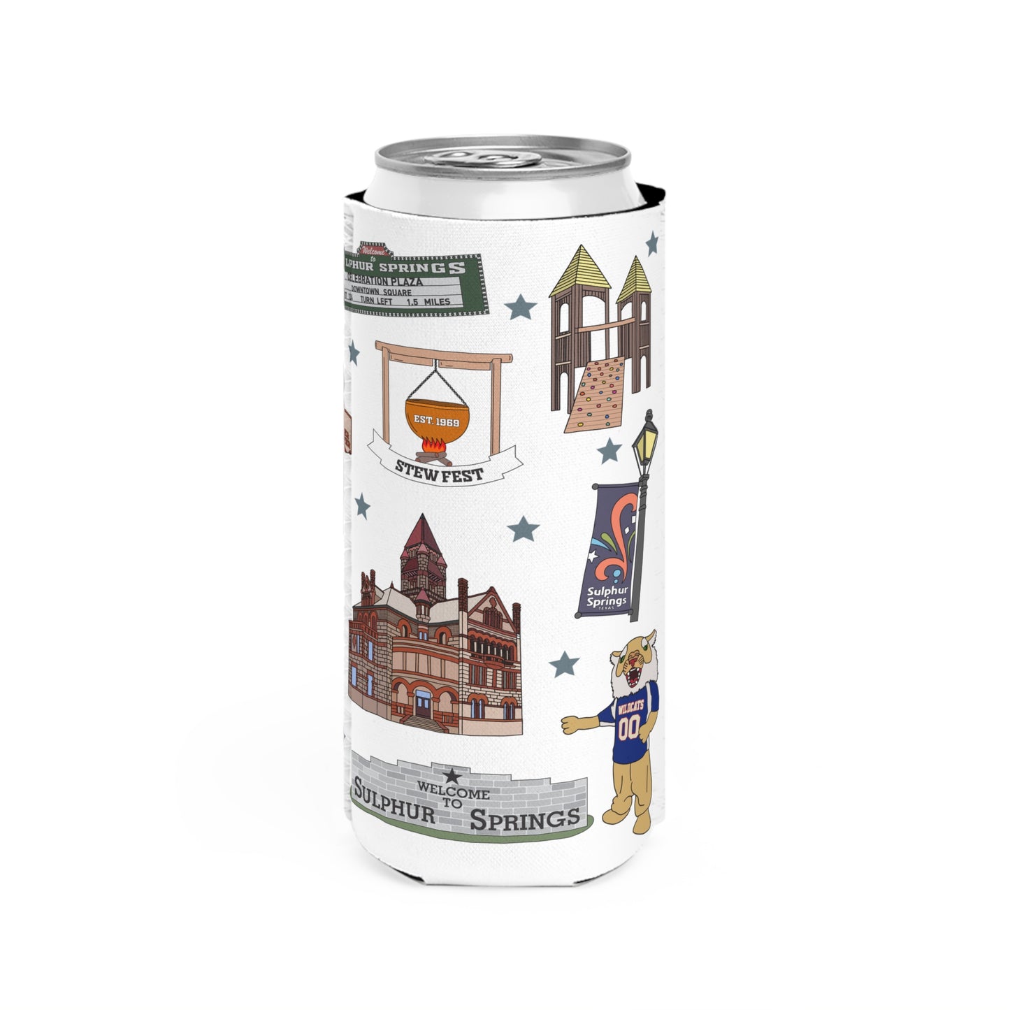 Slim Can Cooler with Sulphur Springs, Texas TX