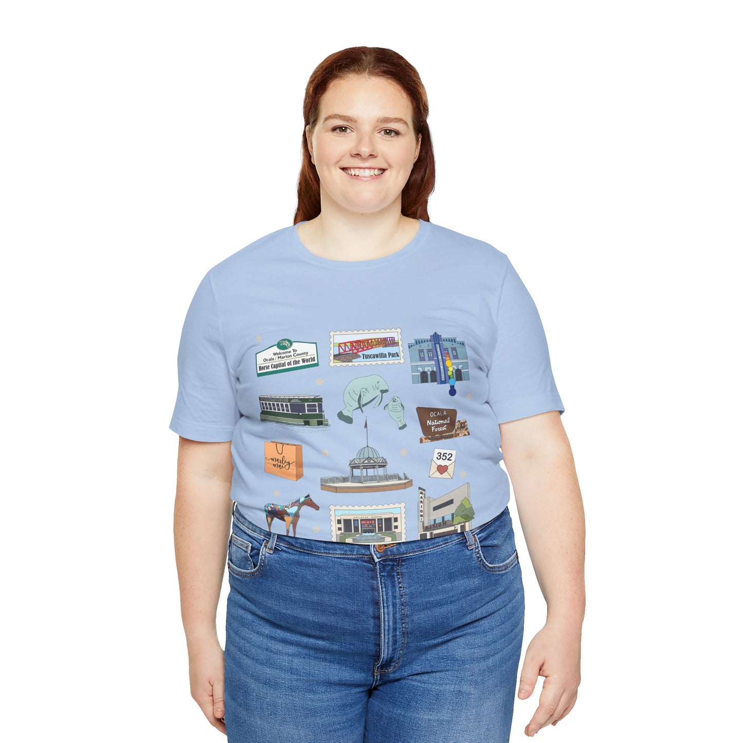 Unisex Jersey Short Sleeve Tee with Ocala, Florida FL landmarks print