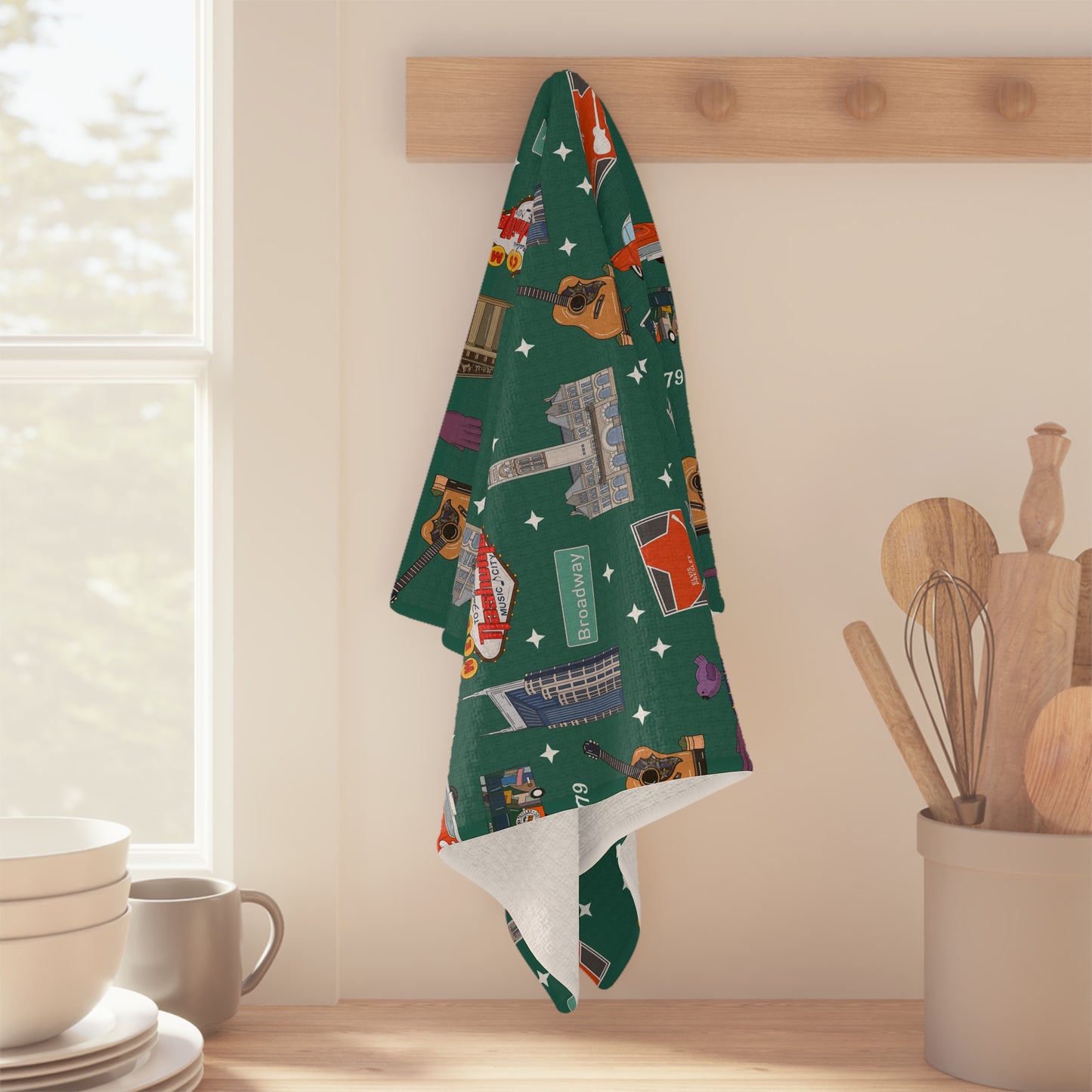 Kitchen Towel with Nashville, TN in green