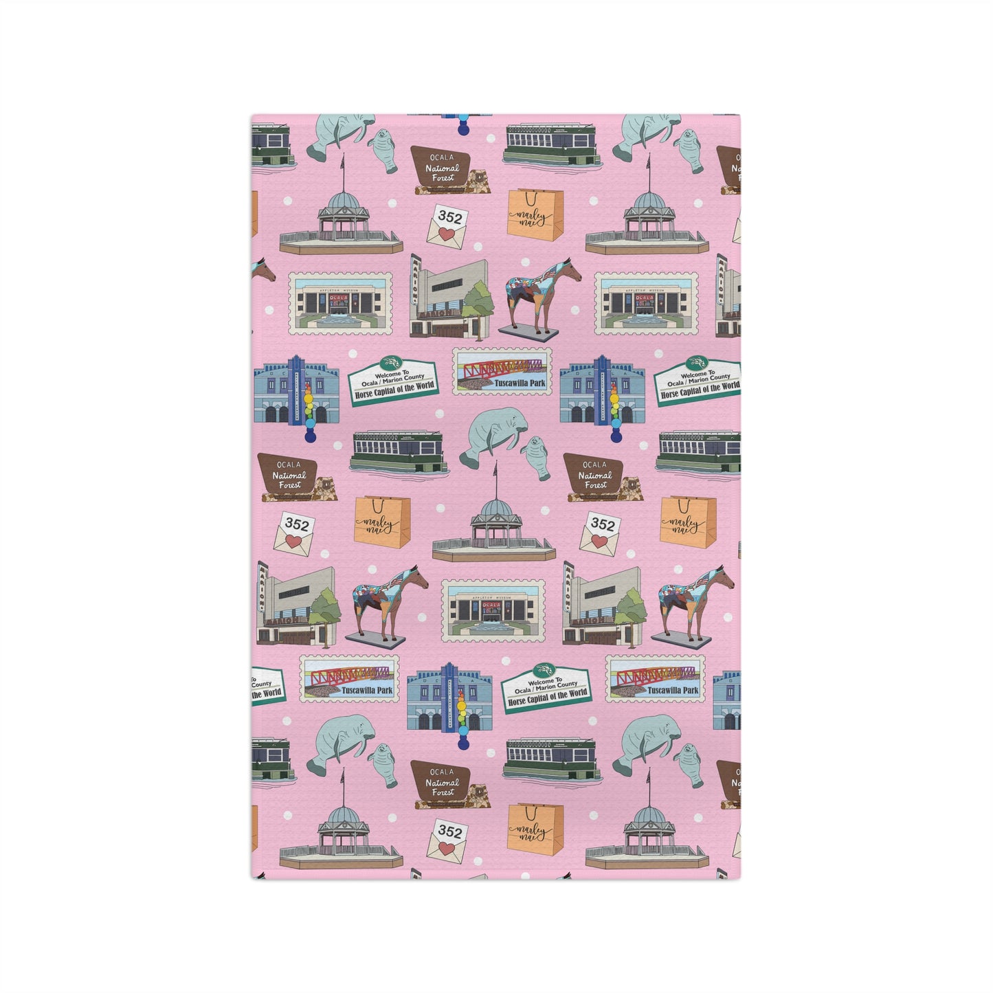 Kitchen Towel with Ocala, Florida FL in pink
