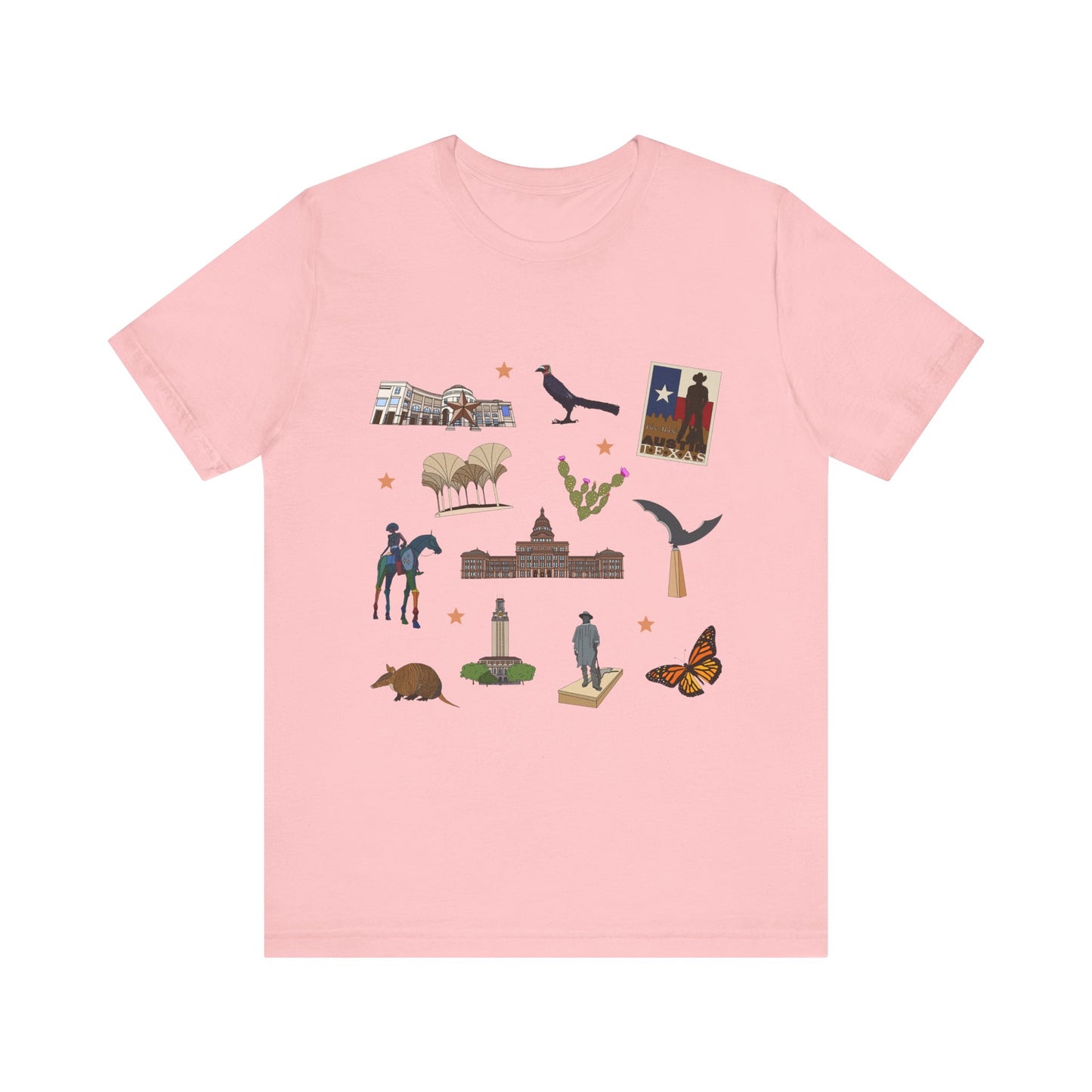 Unisex Jersey Short Sleeve Tee with Austin, Texas TX landmarks print
