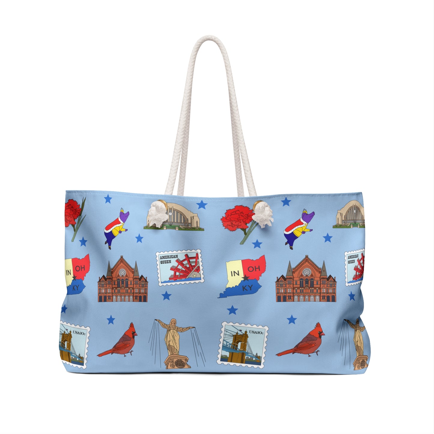 Weekender Bag with Cincinnati, Ohio OH in cerulean