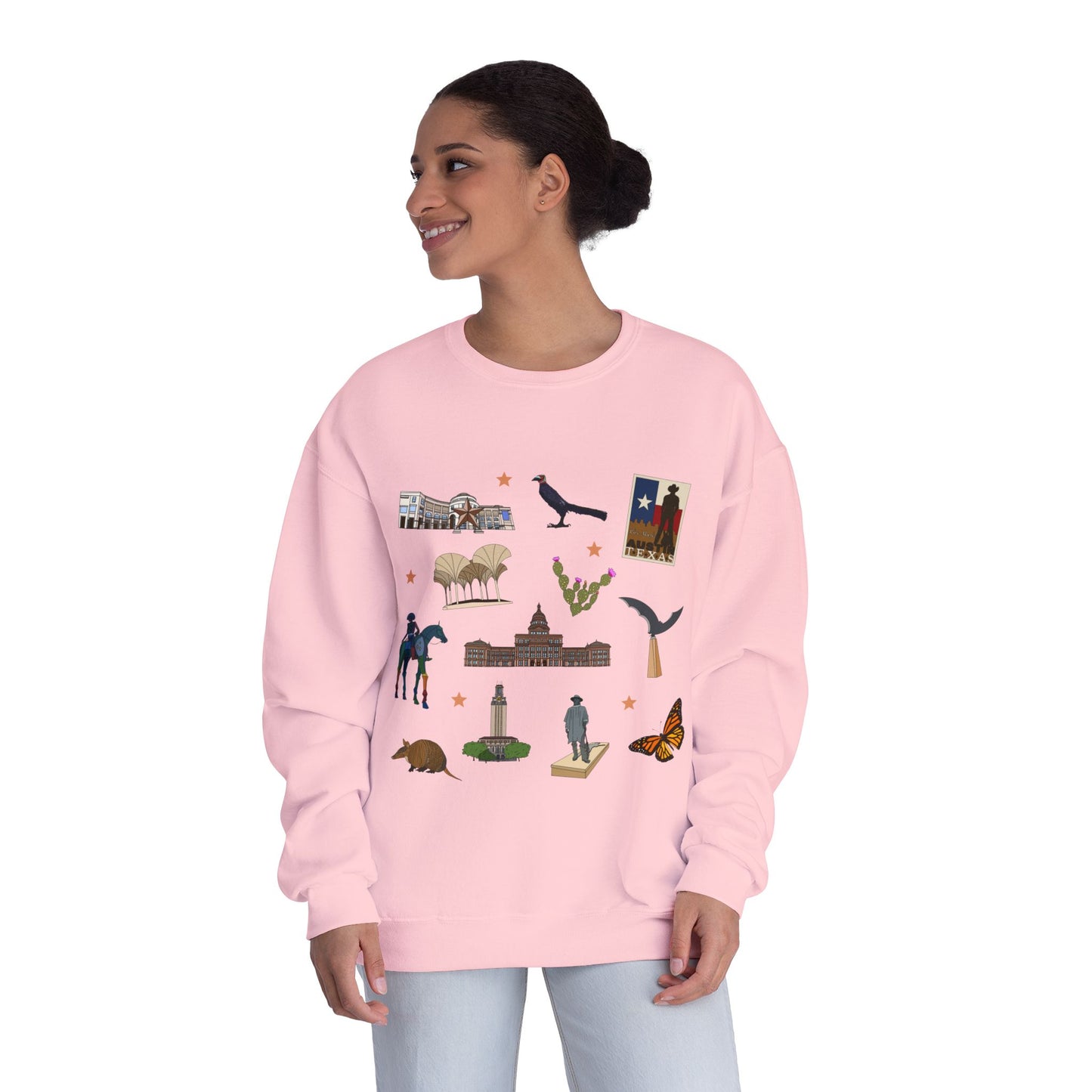 Unisex NuBlend® Crewneck Sweatshirt with Austin, Texas TX in assorted colors