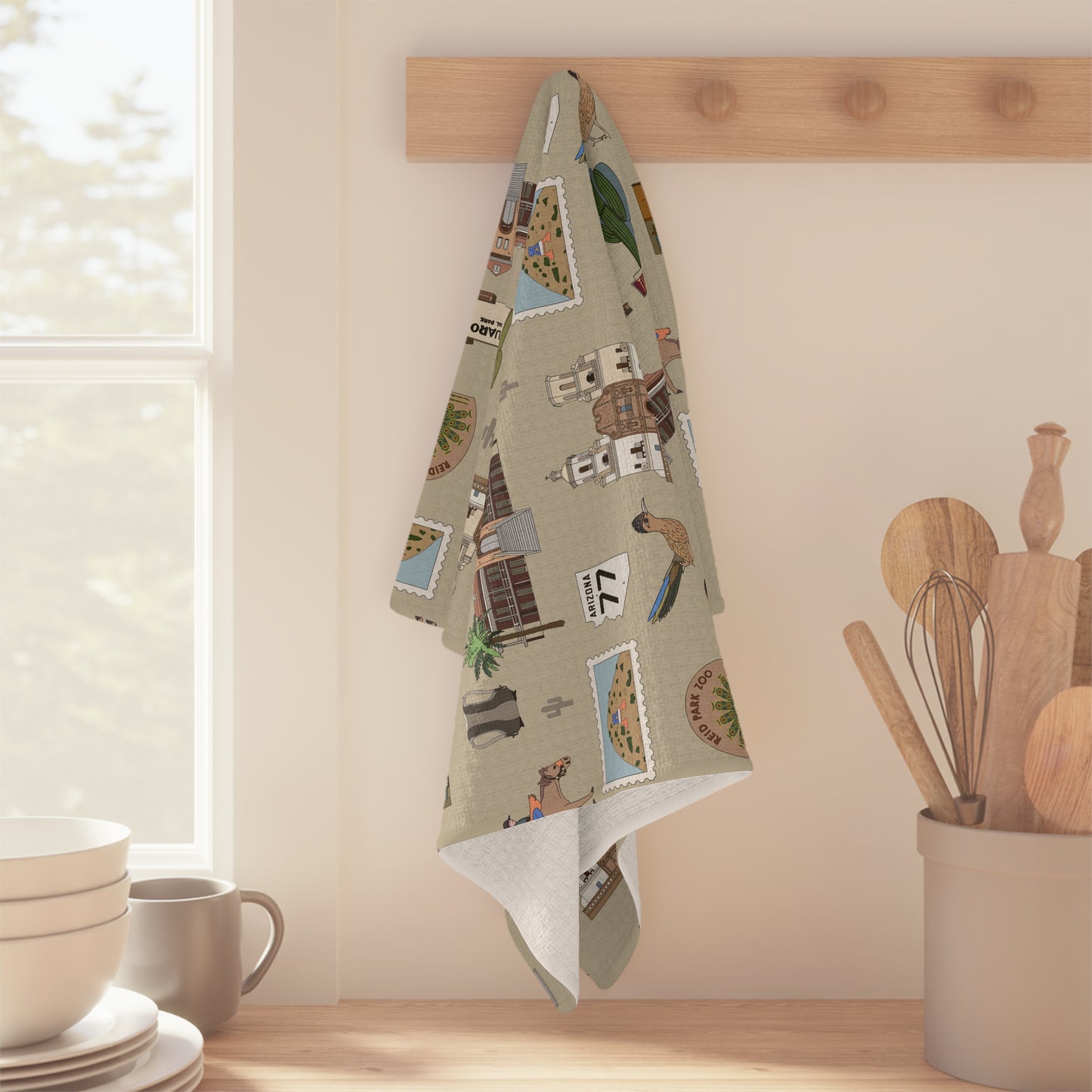 Kitchen Towel with Tucson, Arizona AZ in khaki
