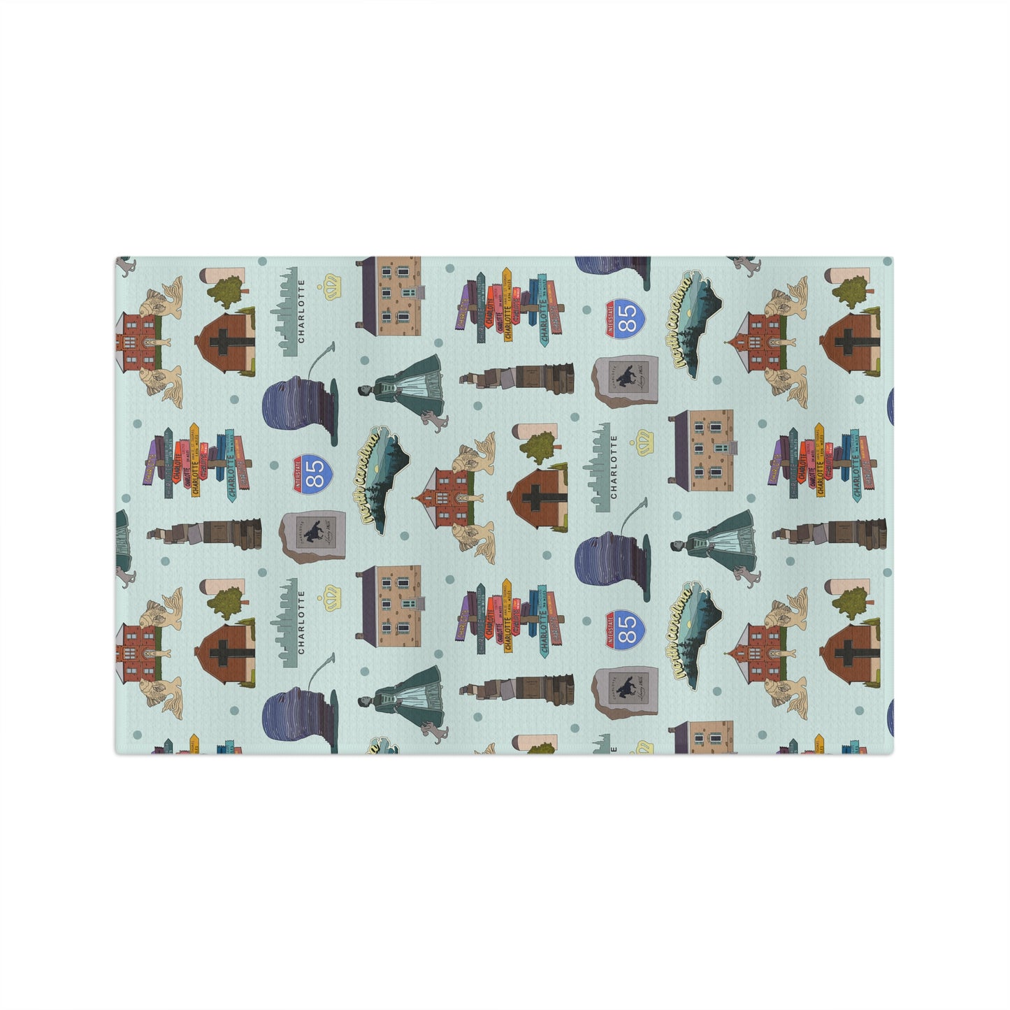 Kitchen Towel with Charlotte, North Carolina NC in patina