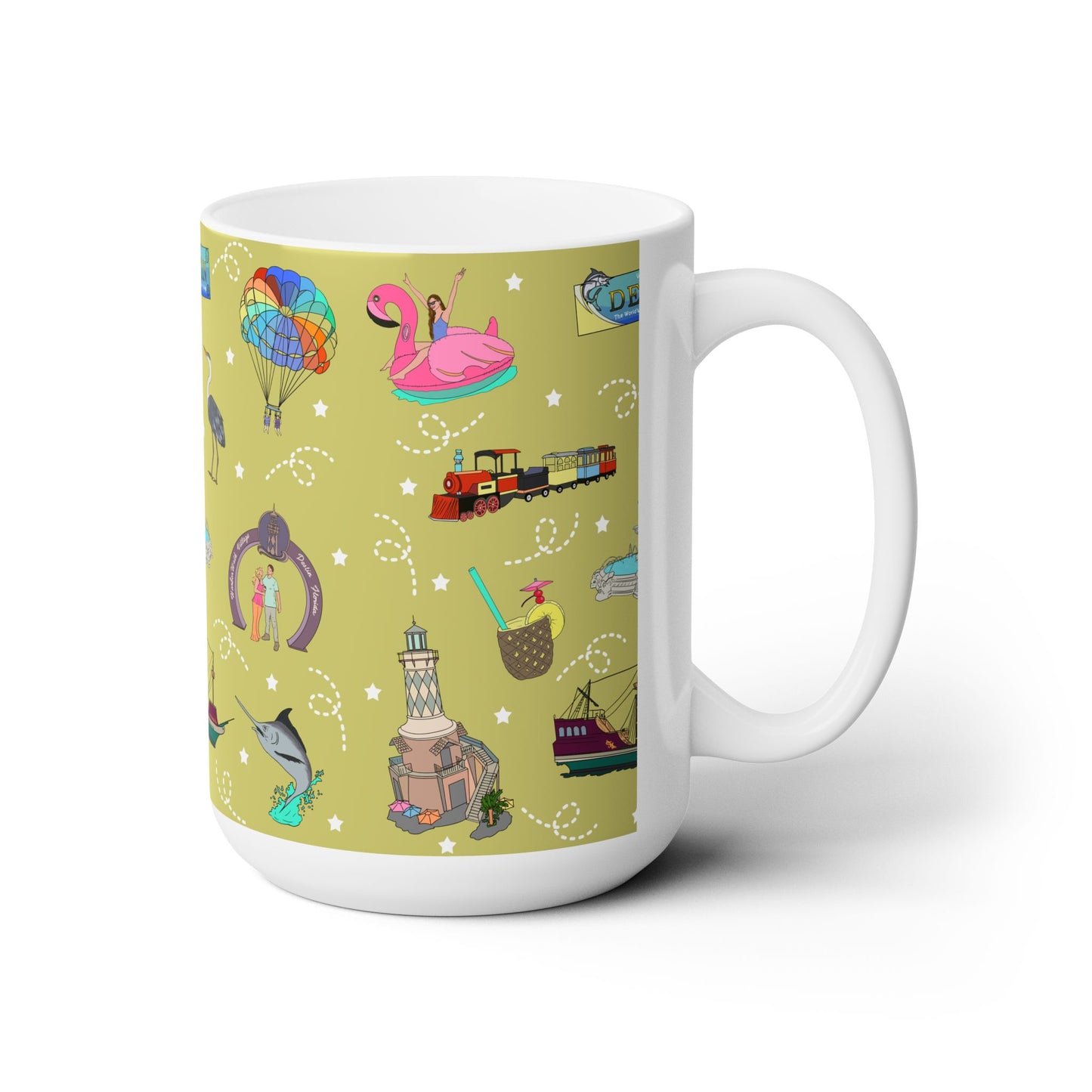 Ceramic Mug 15oz with Destin, Florida FL in lime