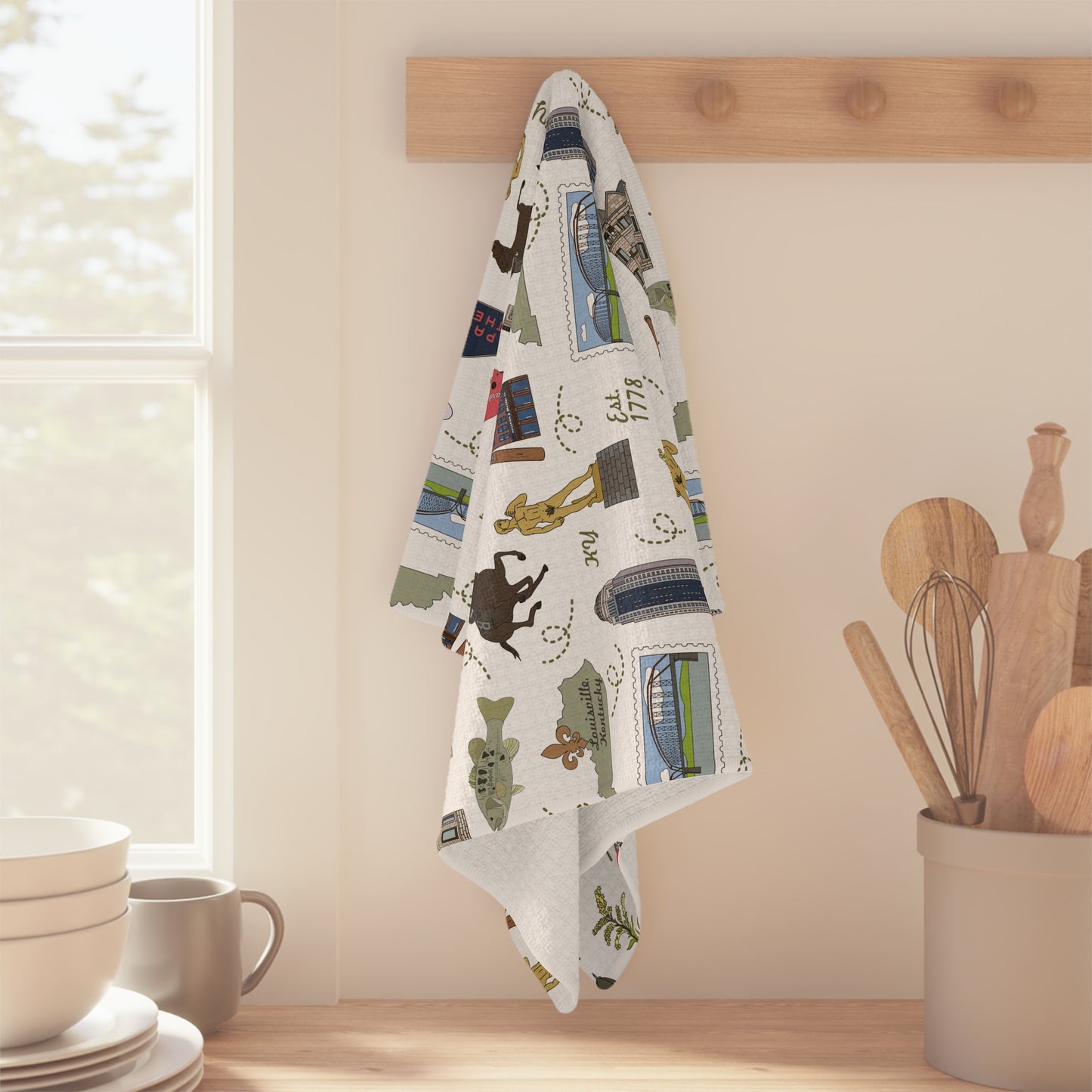 Kitchen Towel with Louisville, Kentucky KY in white