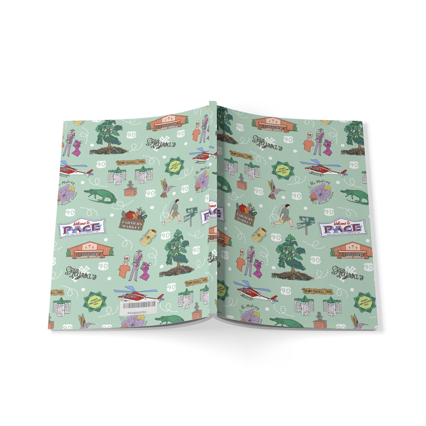 Paperback notebook with Pace, Florida FL landmarks in mint 150 lined pages
