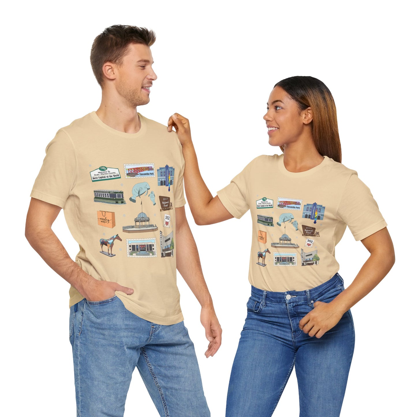 Unisex Jersey Short Sleeve Tee with Ocala, Florida FL landmarks print