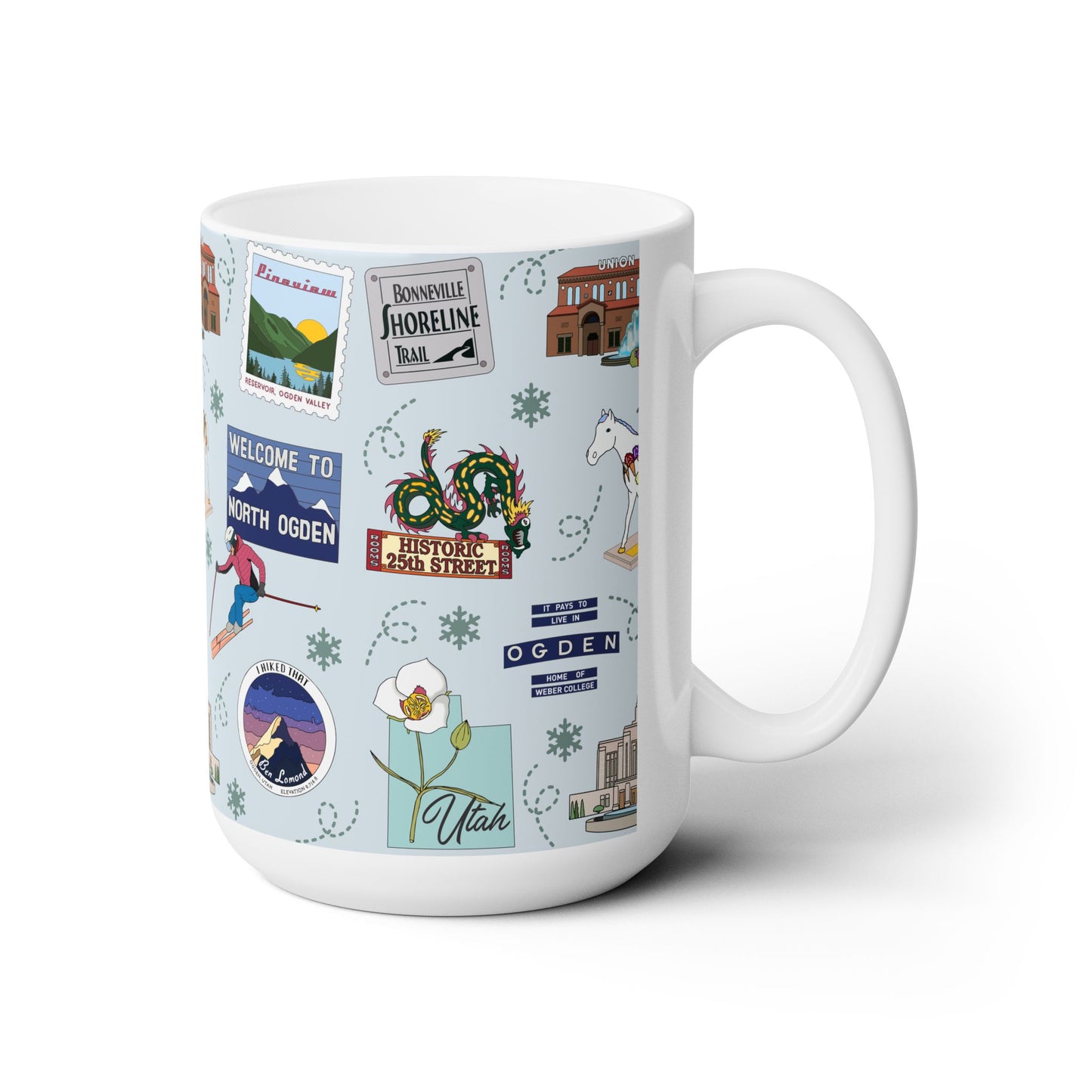 Ceramic Mug 15oz with Ogden, Utah UT in snow