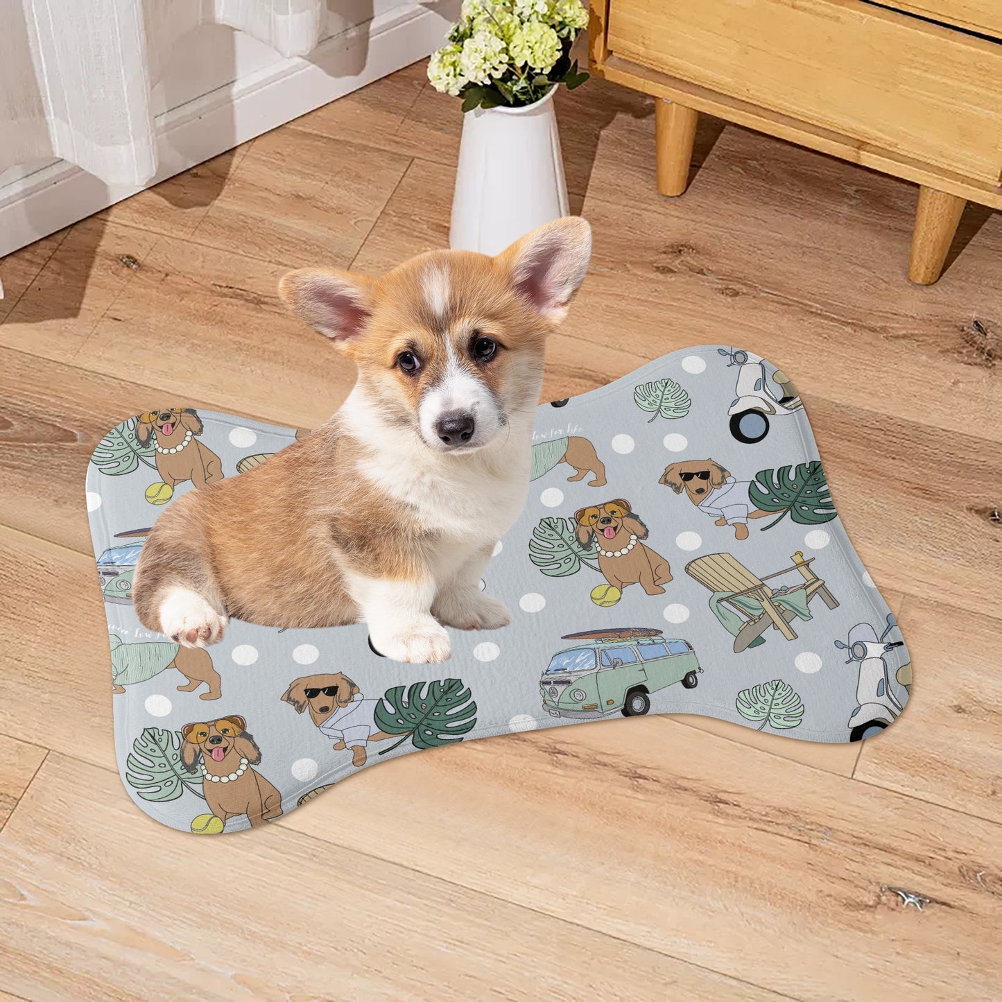 Pet feeding bone shaped mat in grey