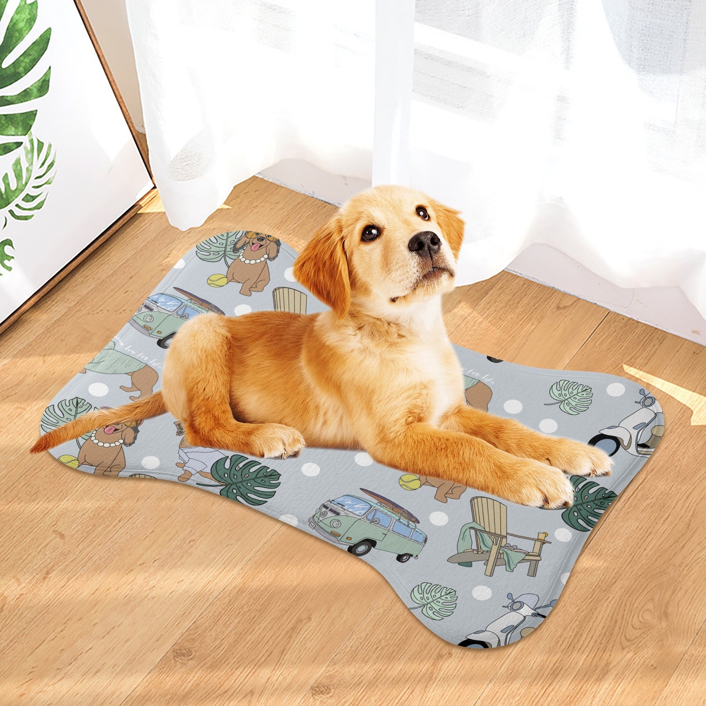 Pet feeding bone shaped mat in grey