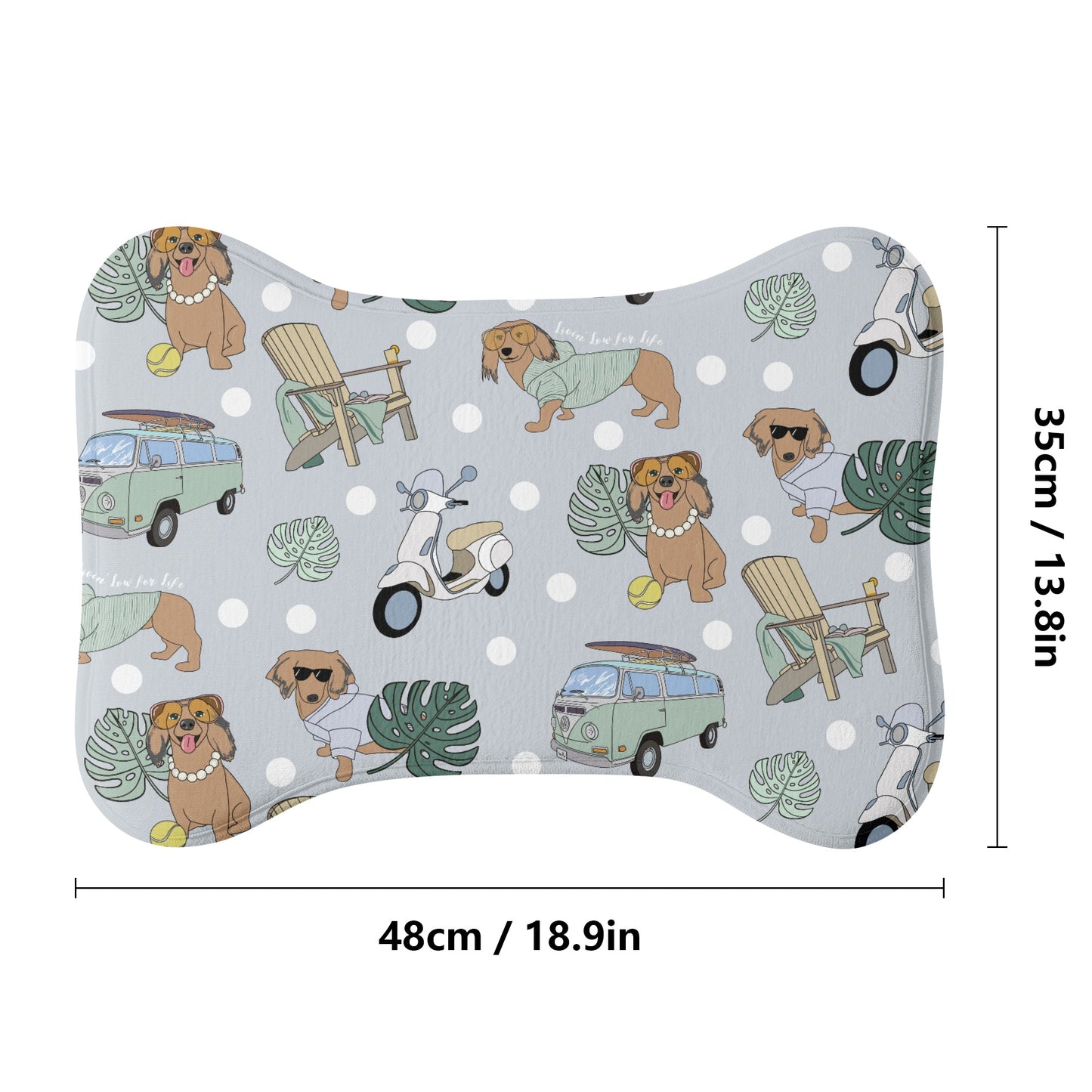 Pet feeding bone shaped mat in grey