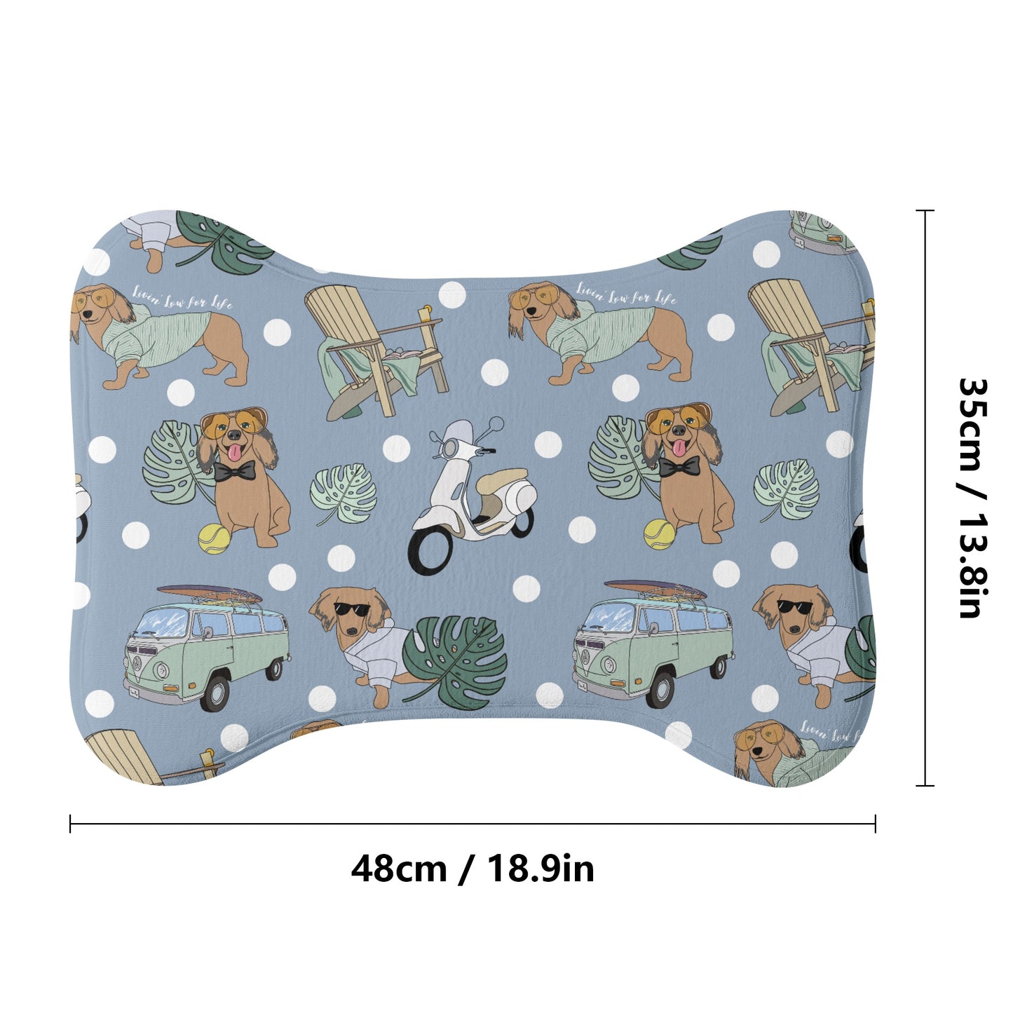 Pet feeding bone shaped mat in blue