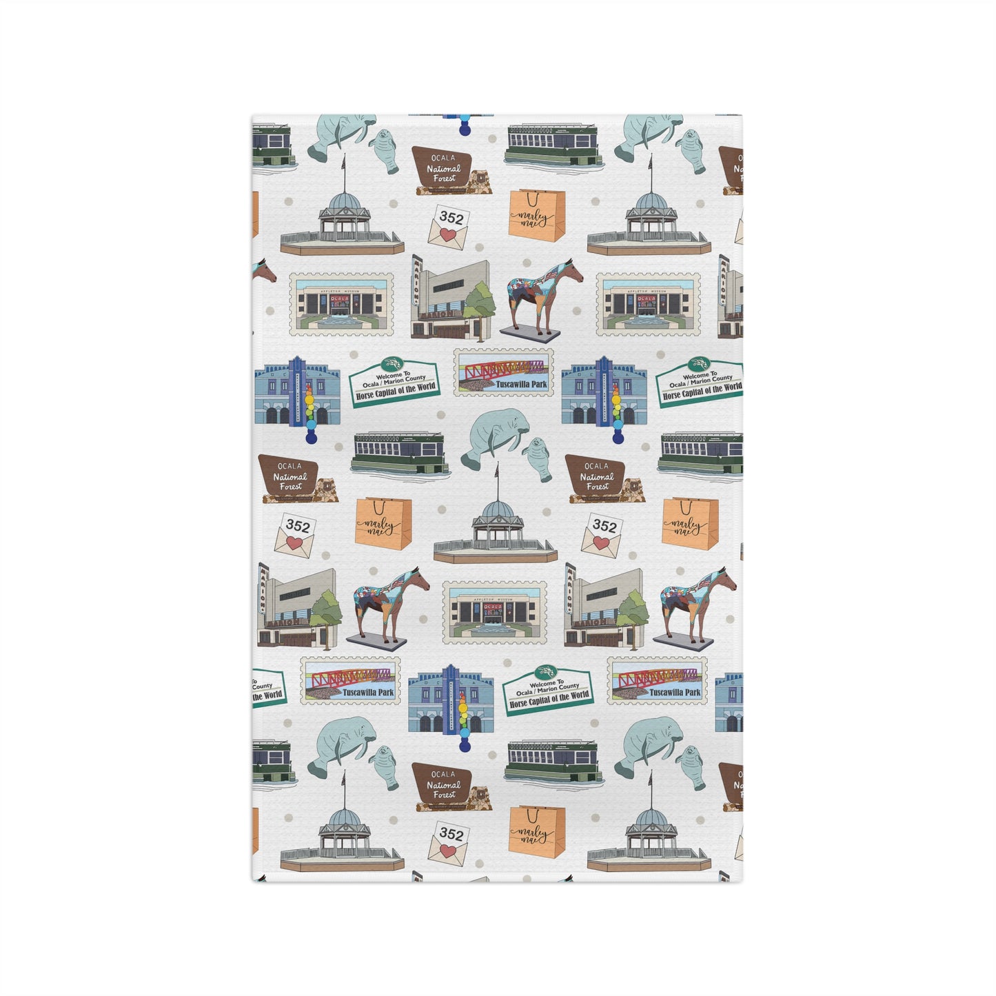 Kitchen Towel with Ocala, Florida FL in white
