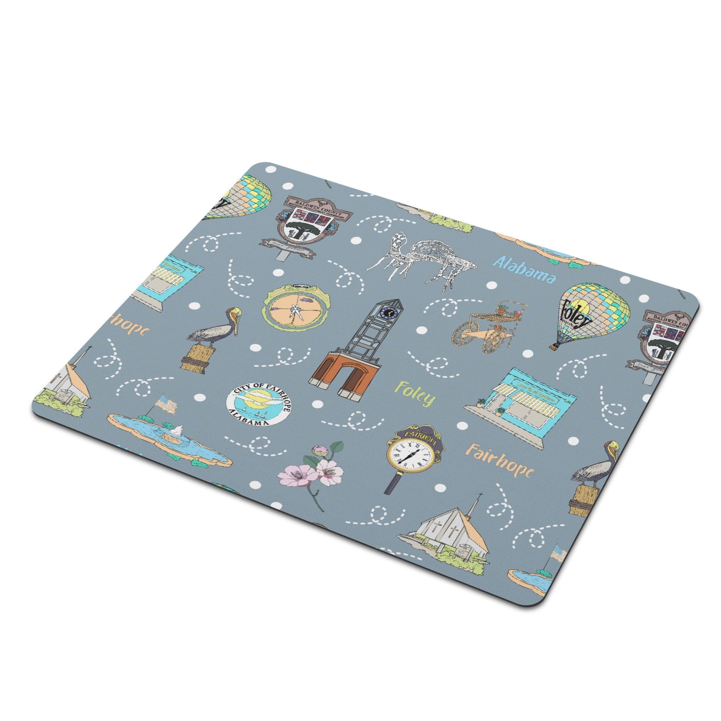 Mouse Pad with Fairhope & Foley, AL in grey