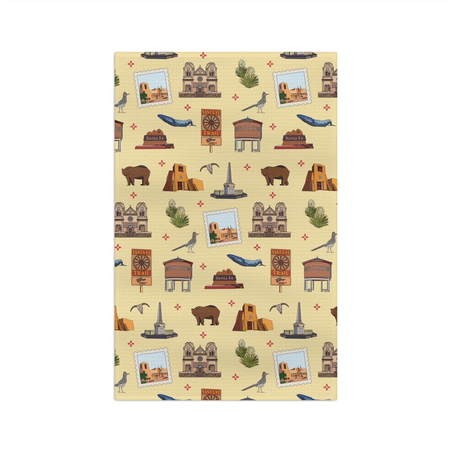 Kitchen Towel with Santa Fe, New Mexico NM in crayola's lemon yellow