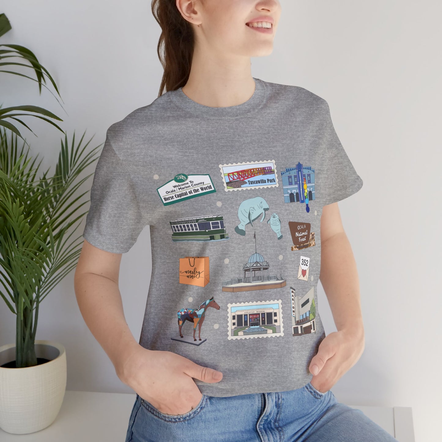 Unisex Jersey Short Sleeve Tee with Ocala, Florida FL landmarks print